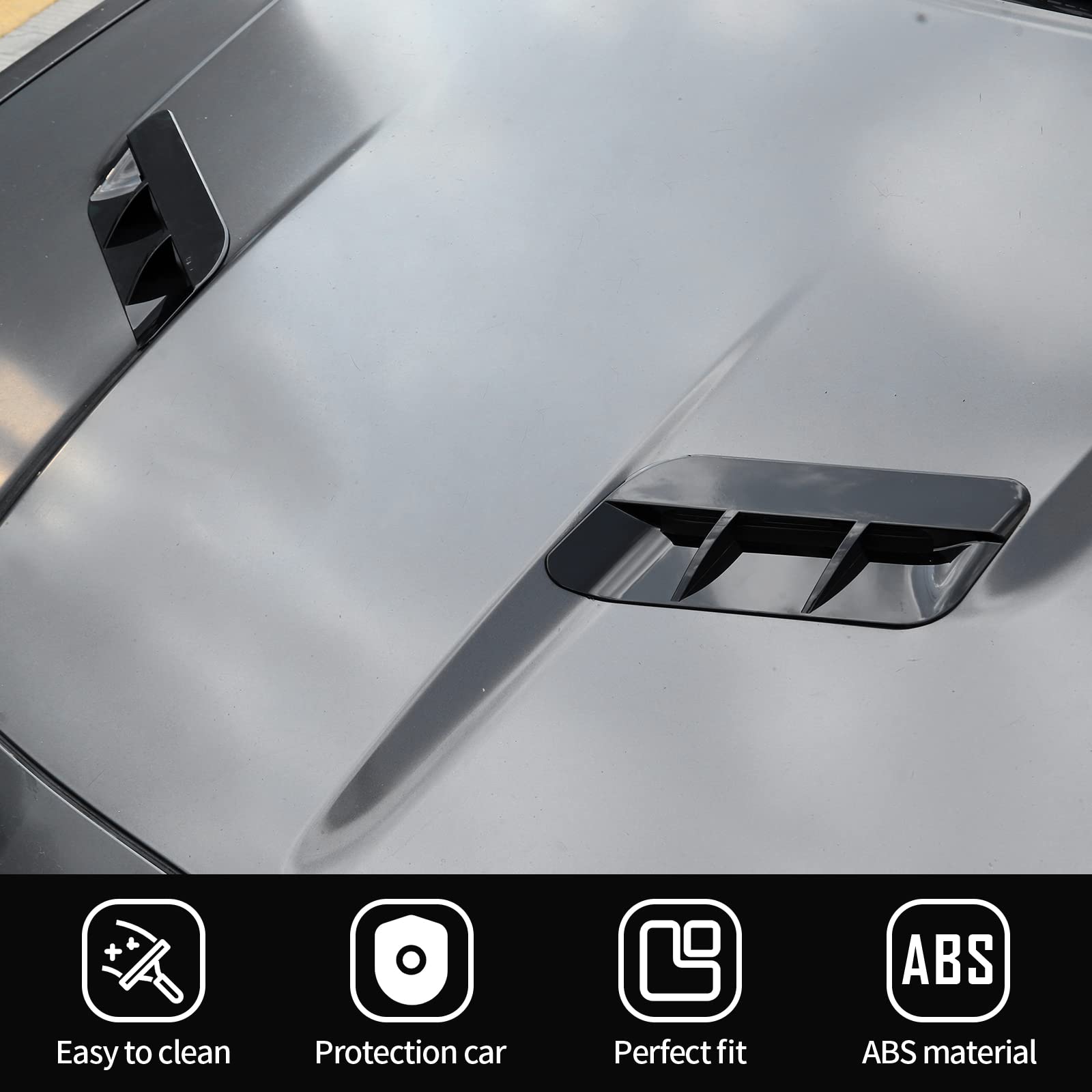 2015-2022 Dodge Challenger Hood Air Conditioner Vent Trim - ABS Black 2pcs Replacement Accessories for Improved Cooling & Style | Perfect for Summer Driving & Car Shows