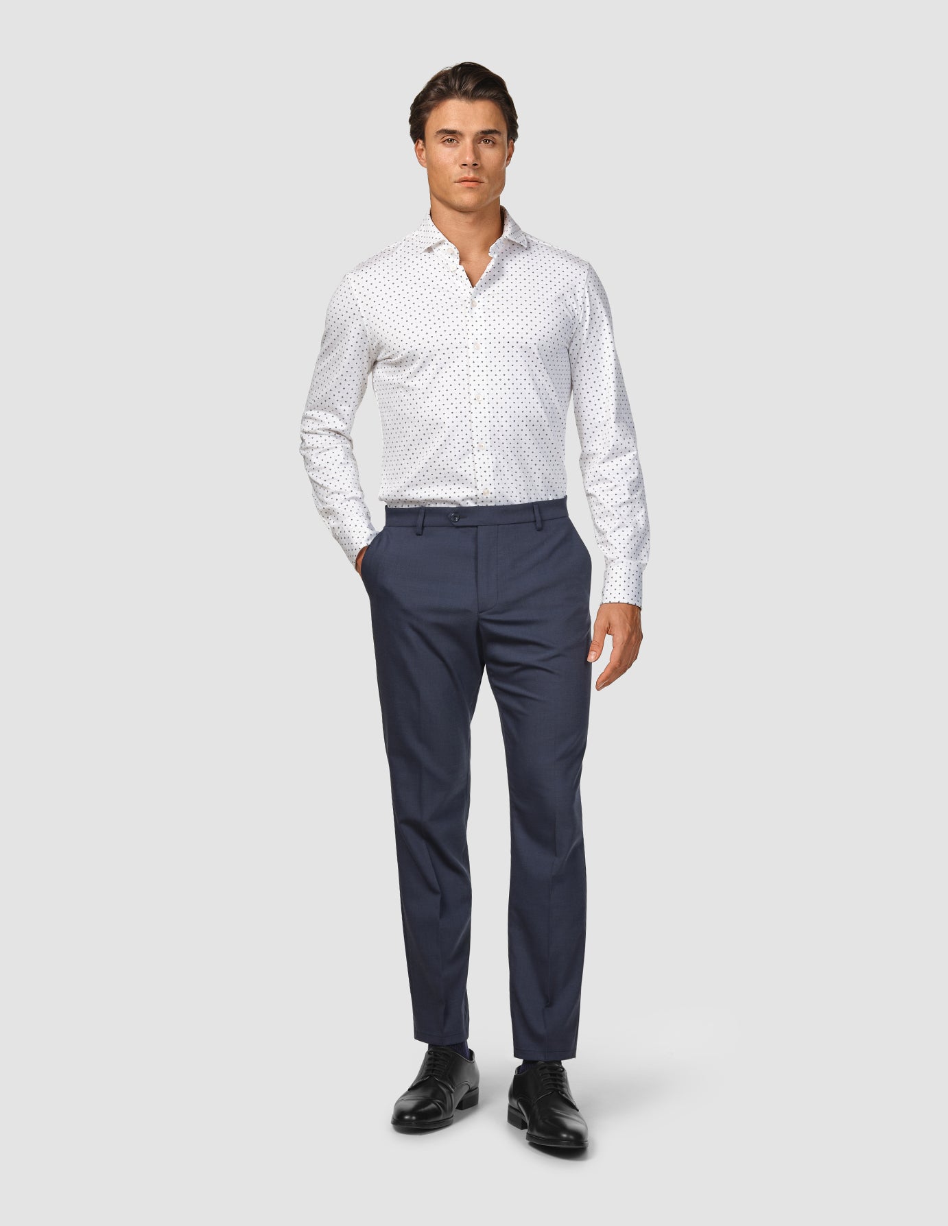 Premium Tech Wool Suit Pants for Men - Classic Navy Blue Business Trousers - Perfect for Office Wear, Formal Events & Professional Occasions
