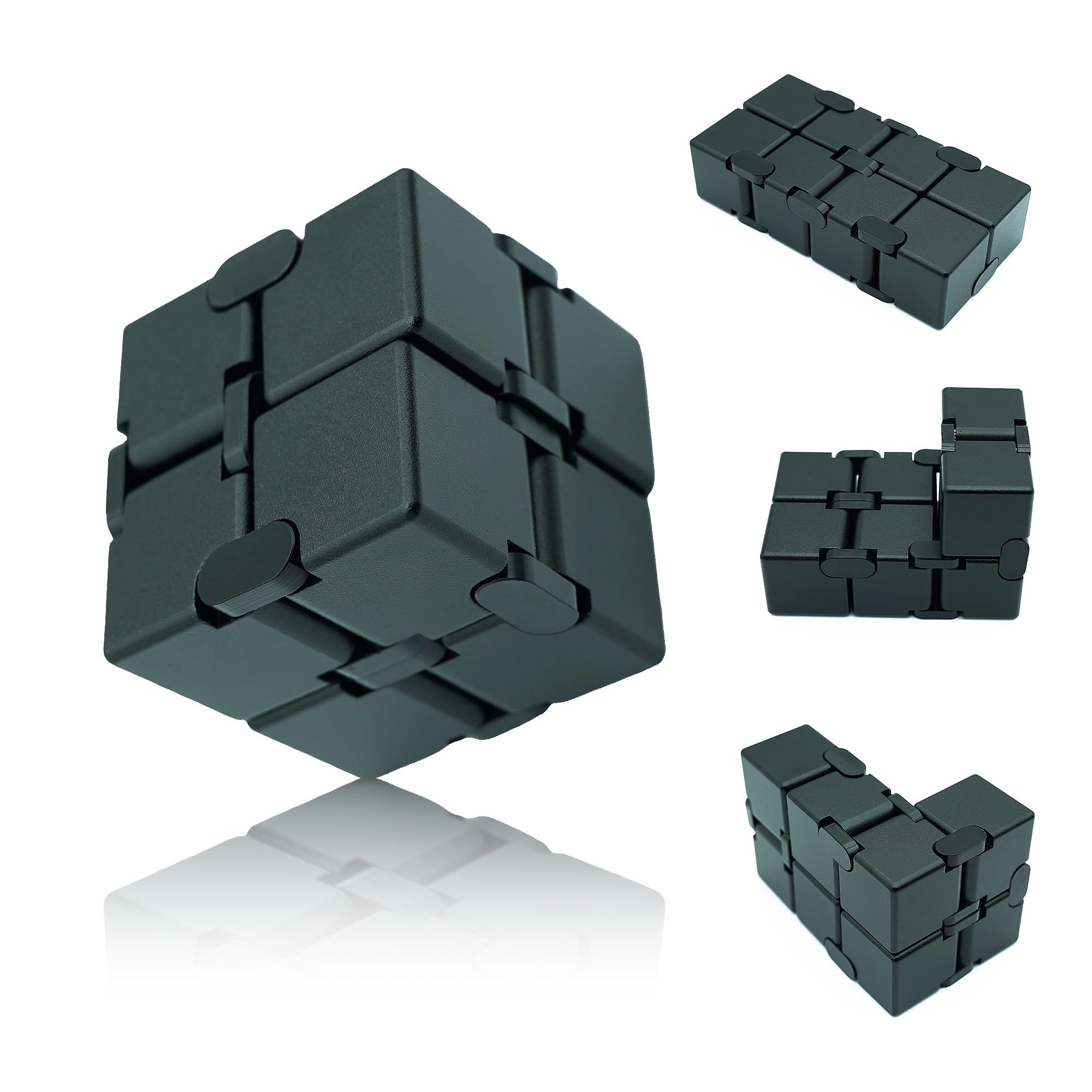 Black Infinity Cube Fidget Toy for Adults & Kids - Stress Relief & Anxiety Relief Sensory Toy for Teens 8-12 - Perfect Stocking Stuffer Gift for Christmas - Office, School, Travel & Home Use (Black)