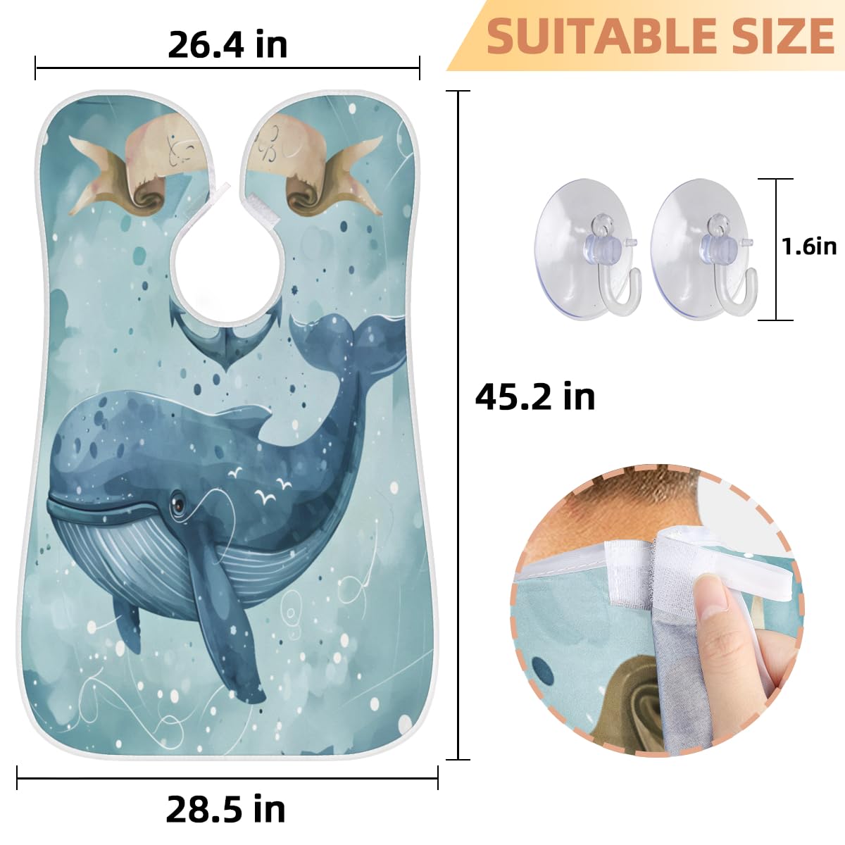**Whale Anchor Beard Bib for Men - Waterproof Shaving Apron, Hair Dye Cape & Makeup Artist Accessory - Sink Hair Catcher for Beard Trimming & Haircut - Perfect Gift for Barbers & Grooming Enthusiasts**    *(Ideal for home grooming, barber shops, salon professionals, and DIY haircuts - keeps sinks clean and stylish!)*