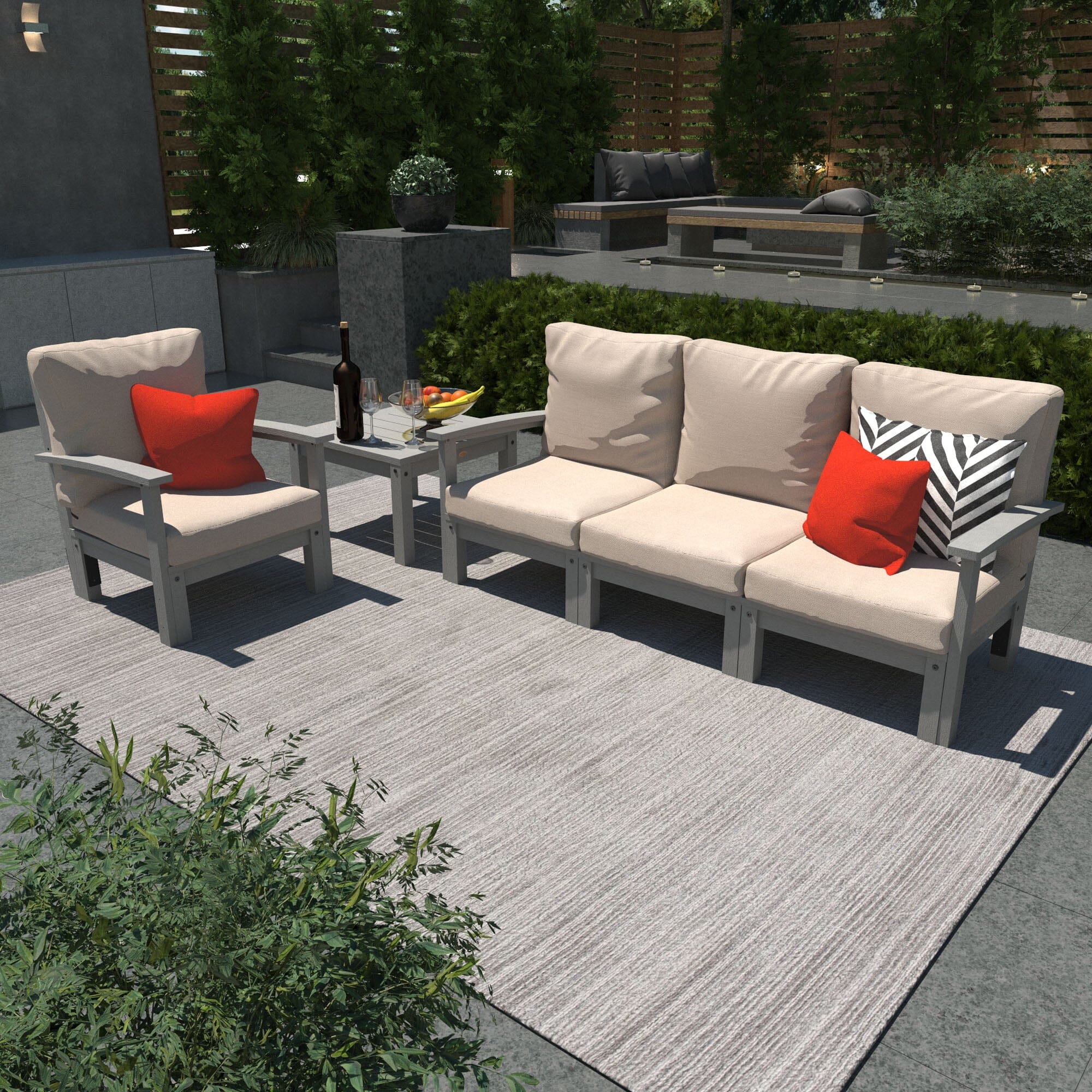 Custom Deep Seating Set - Sofa, Chair & Side Table for Outdoor Patio, Garden, and Poolside Relaxation