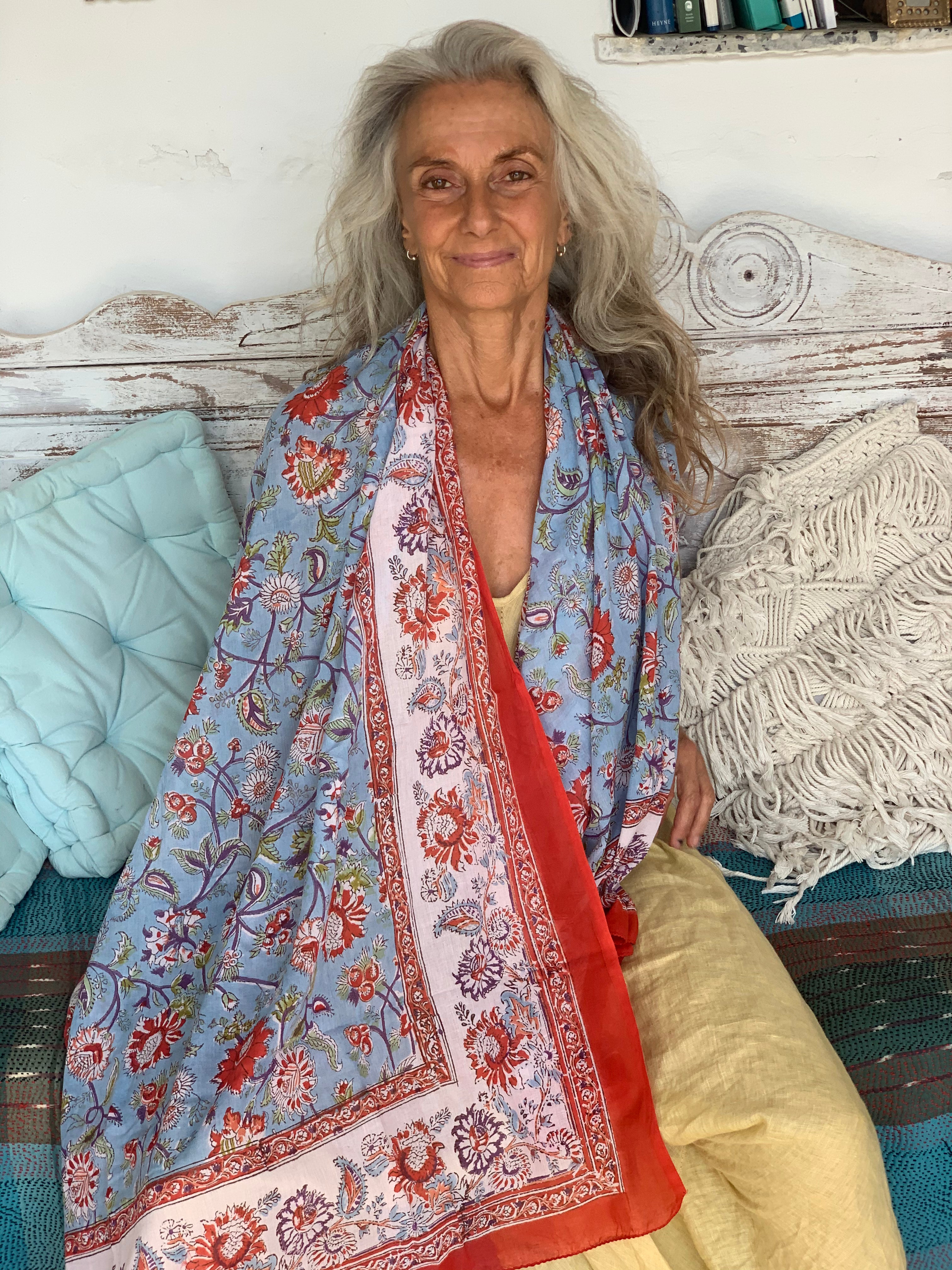 Hand Block Printed Cotton Sarong Pareo - Boho Beach Wrap, Summer Cover Up, Yoga Scarf for Women - Perfect for Beach, Pool, Travel & Lounge Wear