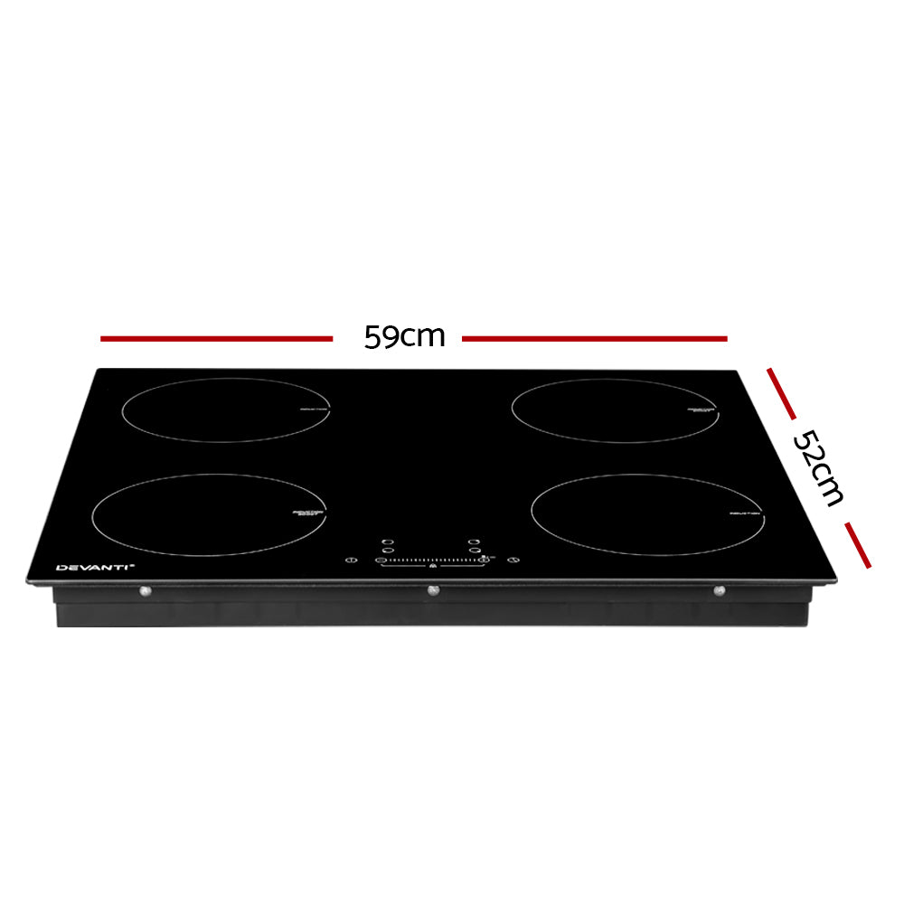 Devanti 60cm Induction Cooktop - Electric Stove with Fast Heating & Energy Efficiency for Modern Kitchens | Perfect for Home Cooking, Boiling & Frying
