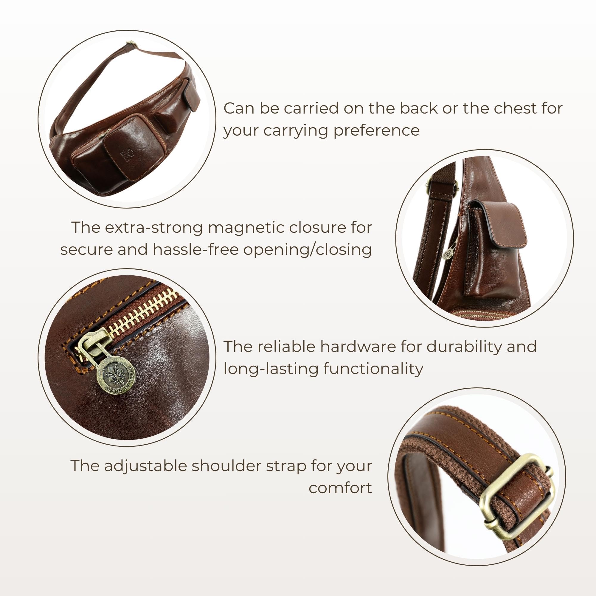 Premium Genuine Leather Sling Bag - Durable Crossbody Messenger Bag for Men & Women - Handcrafted Shoulder Backpack - Perfect for Travel, Work & Everyday Use