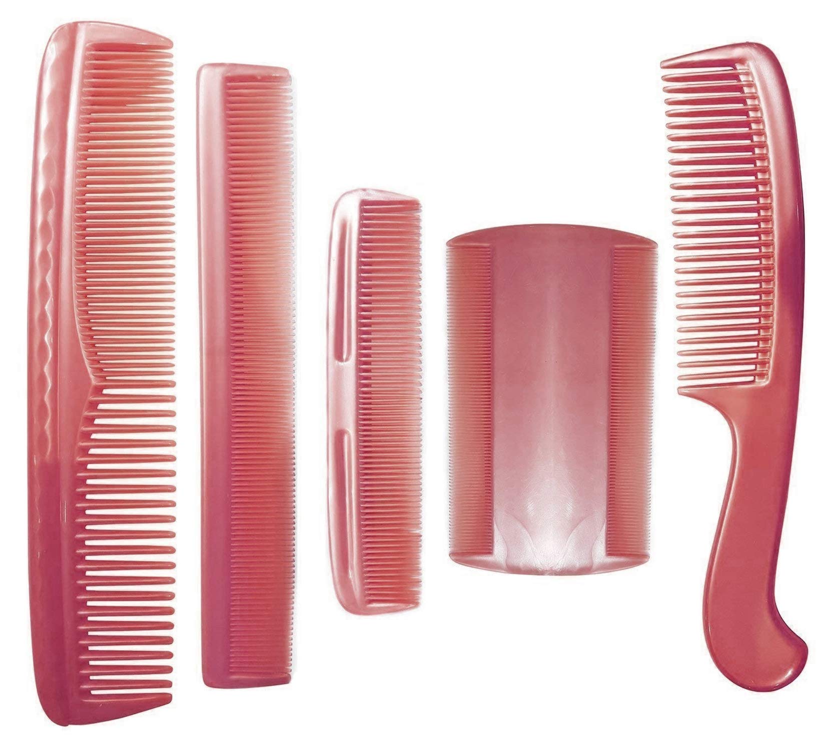 Premium 5-Piece Hair Comb Set for Men, Women & Kids - All Hair Types - Lightweight 15g Peach Combs - Perfect for Styling, Detangling & Travel