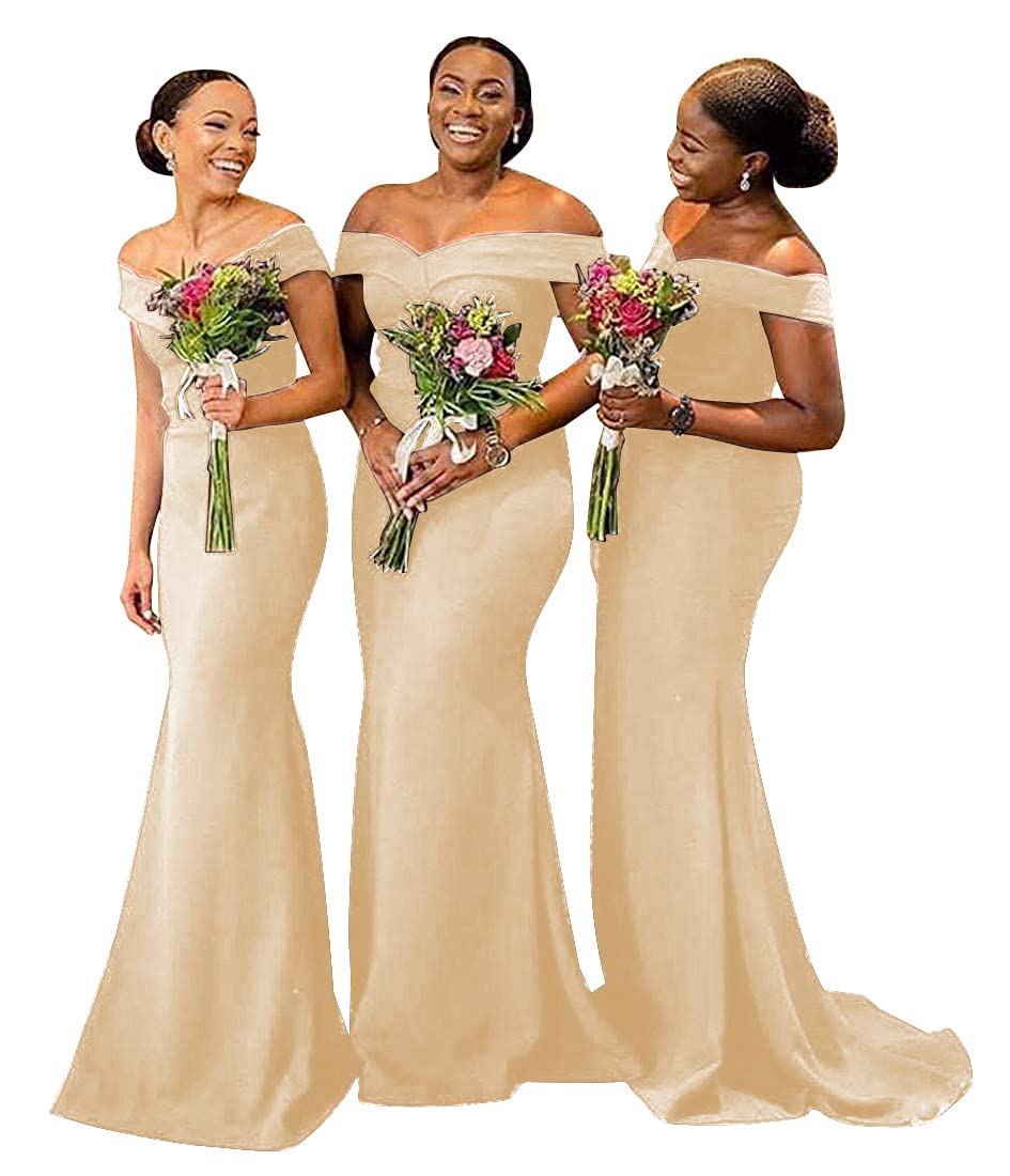 Elegant Mermaid Bridesmaid Dresses - Off Shoulder Formal Evening Gowns for Wedding Party & Prom | Bodycon Fit for Special Occasions & Red Carpet Events