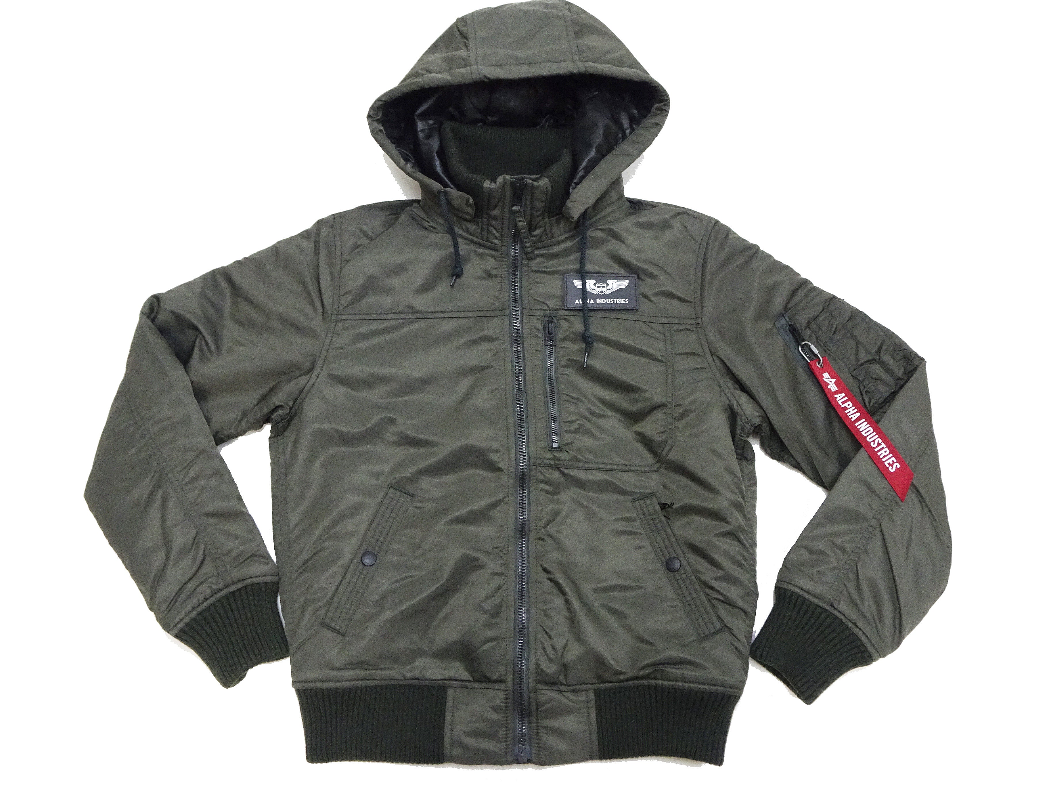 Alpha Industries Men's Military Style Hooded Puffer Jacket TA1672 - Nylon Padded Winter Coat with Rib Panel, Replica Gray (076) - Perfect for Outdoor Activities, Urban Fashion & Cold Weather Protection