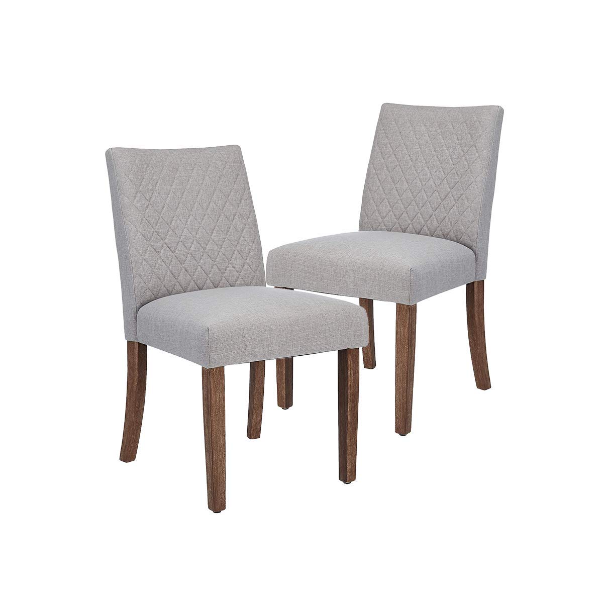 CangLy Upholstered Dining Chairs Set of 2 - Gray Kitchen Side Chairs with Sturdy Wood Legs for Dining Room, Breakfast Nook & Small Space Decor