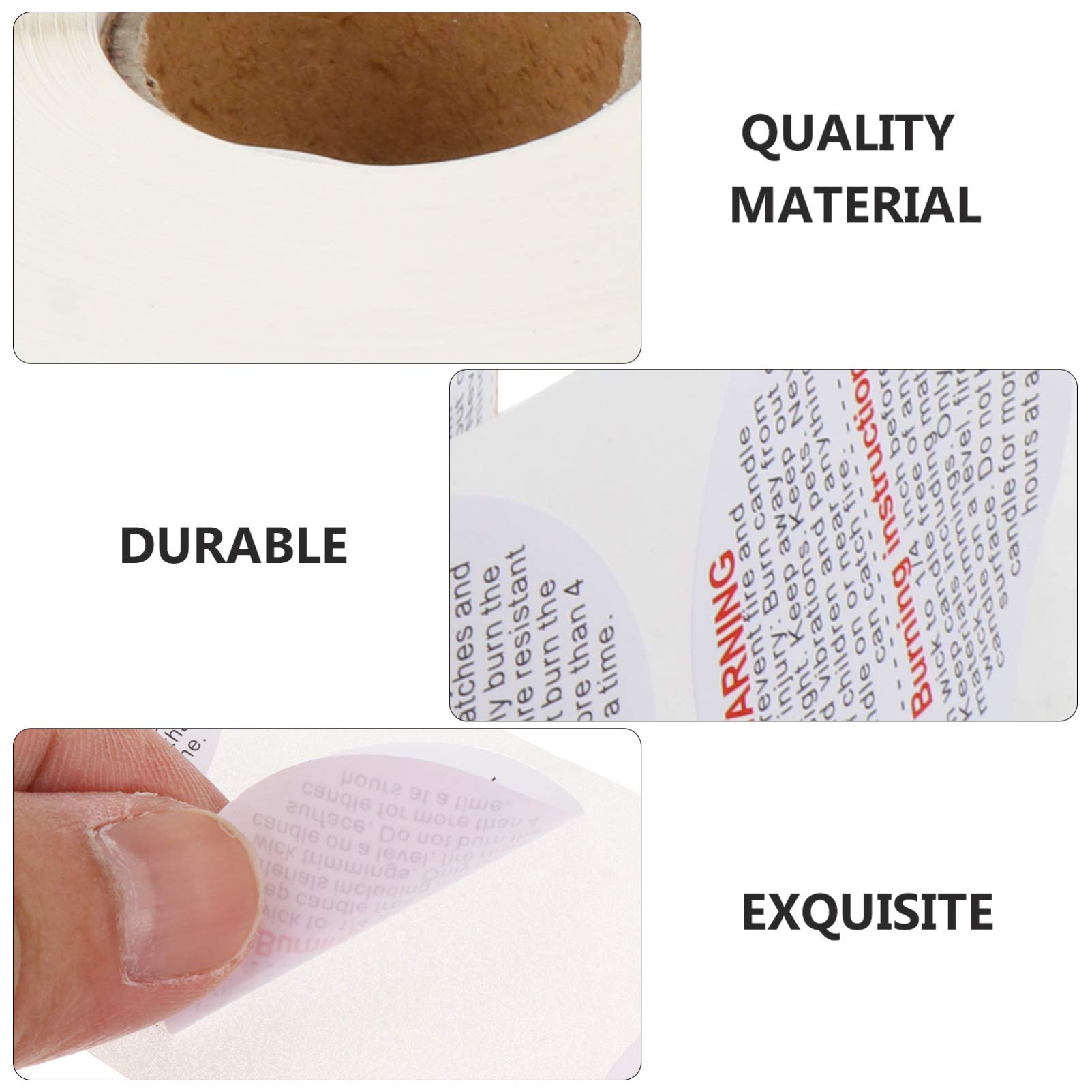 Candle Warning Stickers - Self-Adhesive PVC Round Labels for Candle Jars, Music Boxes & Camera Candles - Burning Instruction Safety Labels - Perfect for DIY Crafts, Wedding Favors & Home Decor