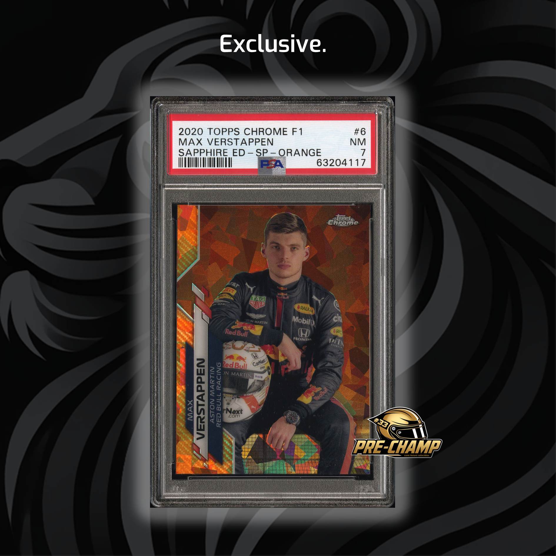 PSA 7 Graded 2020 Topps Chrome F1 Max Verstappen #6 Sapphire Edition SP Orange Racing Card - Perfect for F1 Collectors, Sports Memorabilia Displays, and Investment Collections