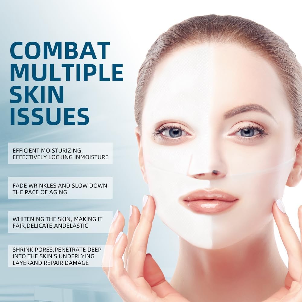 ADBHUTANAND Collagen Overnight Face Mask - Korean Glass Skin Hydrogel Mask for Deep Hydration, Brightening & Anti-Aging | Niacinamide Formula Reduces Pigmentation & Minimizes Pores | 1 Count | Perfect for Nighttime Skincare Routine & Post-Sun Care