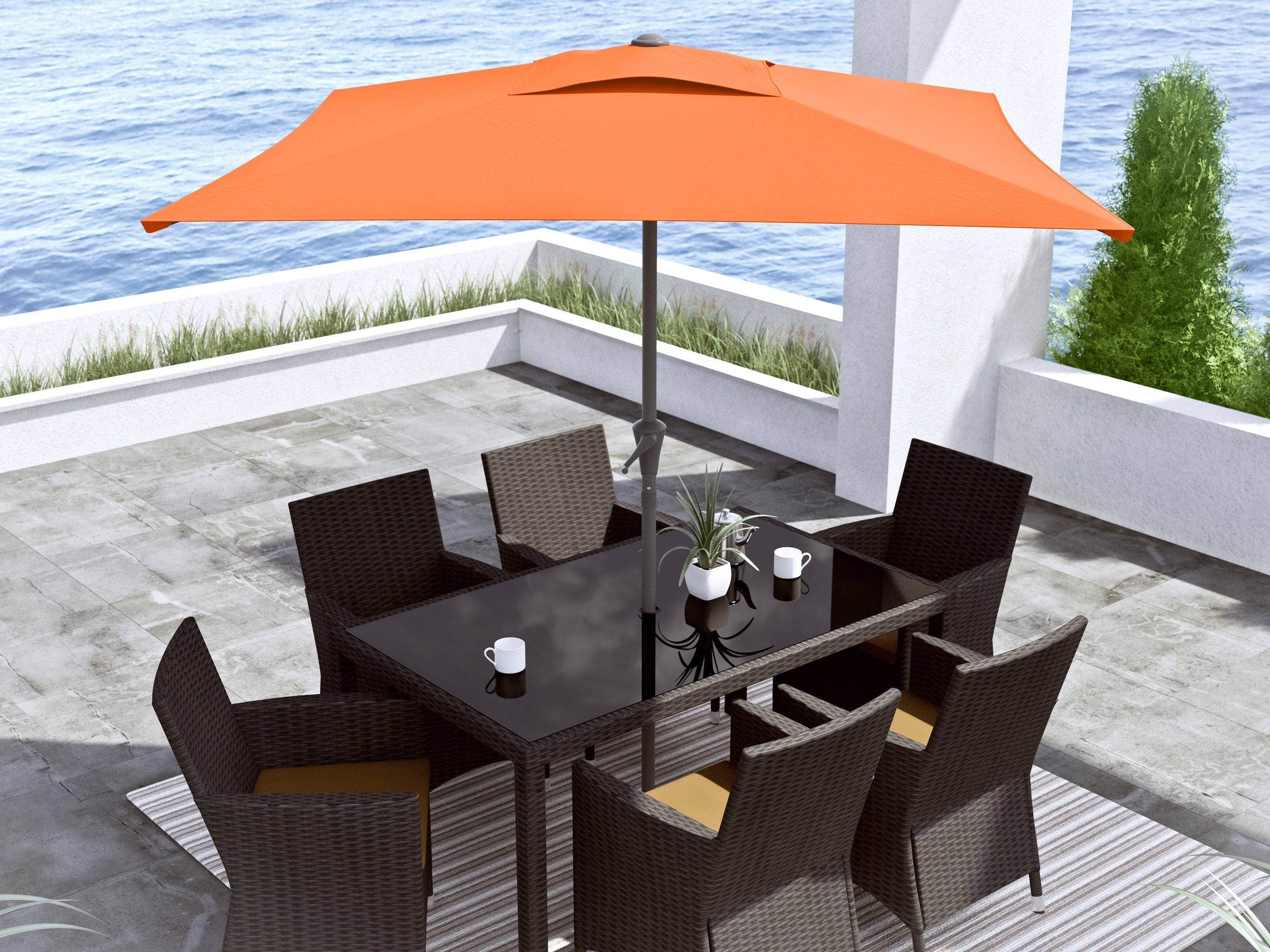 9ft Orange Square Patio Umbrella - UV Protection Outdoor Market Umbrella for Pool, Beach, Garden & Backyard - Heavy Duty Cantilever Umbrella with Wind Vent