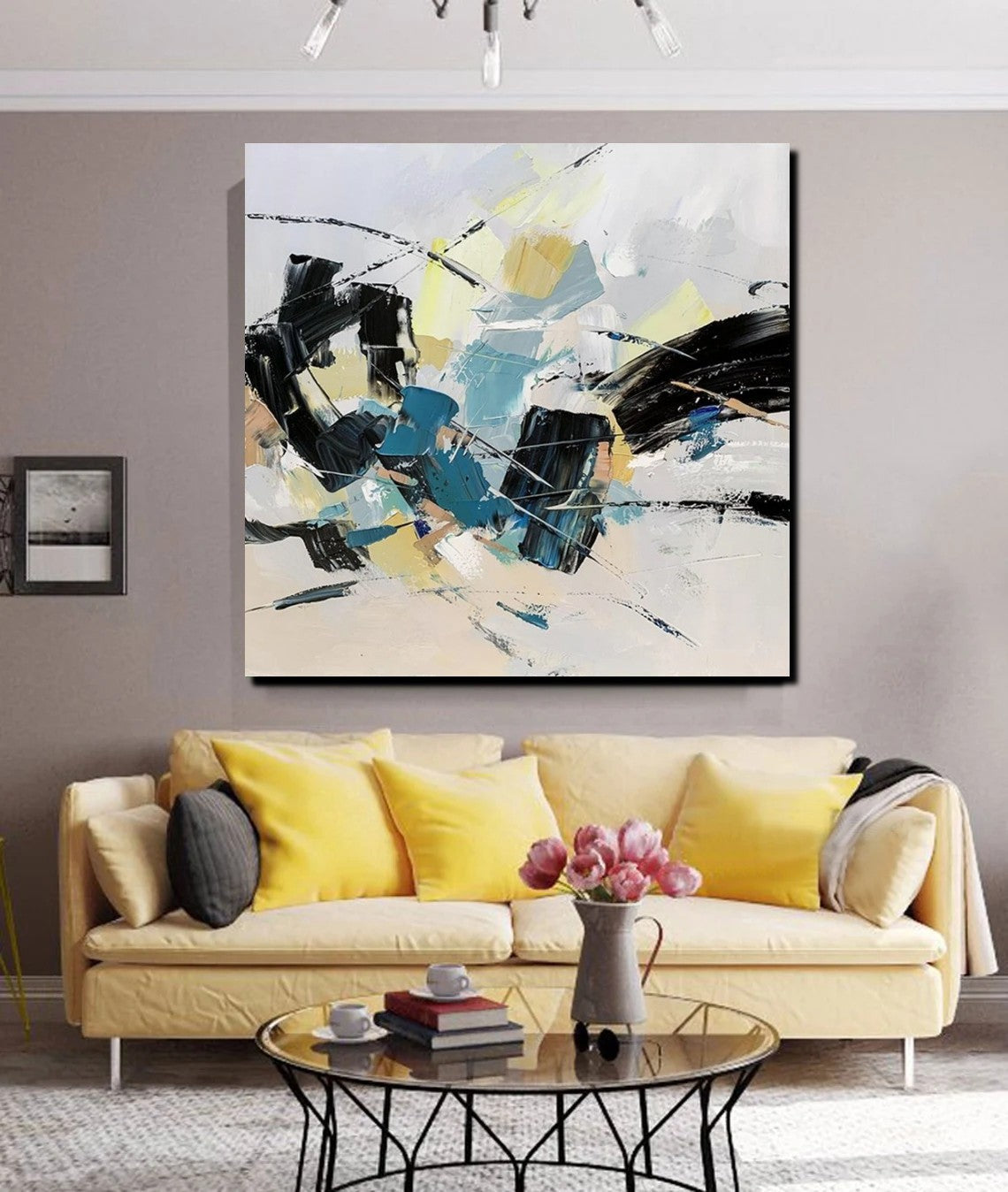 Abstract Modern Canvas Paintings for Bedroom - Hand Painted Large Contemporary Wall Art | Perfect for Home Decor, Living Room & Office Wall Styling