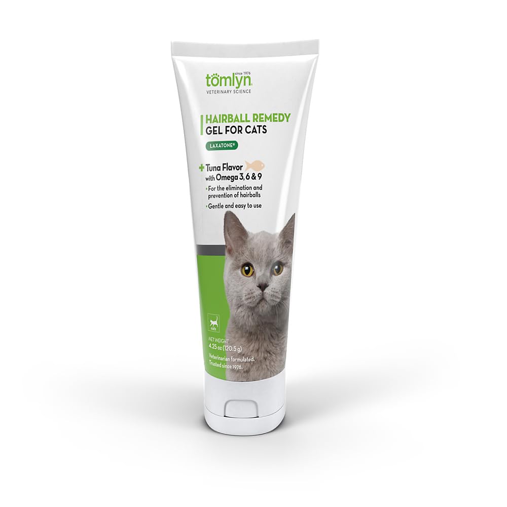 Tomlyn Laxatone Tuna-Flavored Hairball Remedy Gel for Cats & Kittens - 4.25oz Digestive Aid | Helps Prevent Hairballs & Constipation | Perfect for Daily Use & Grooming Routine