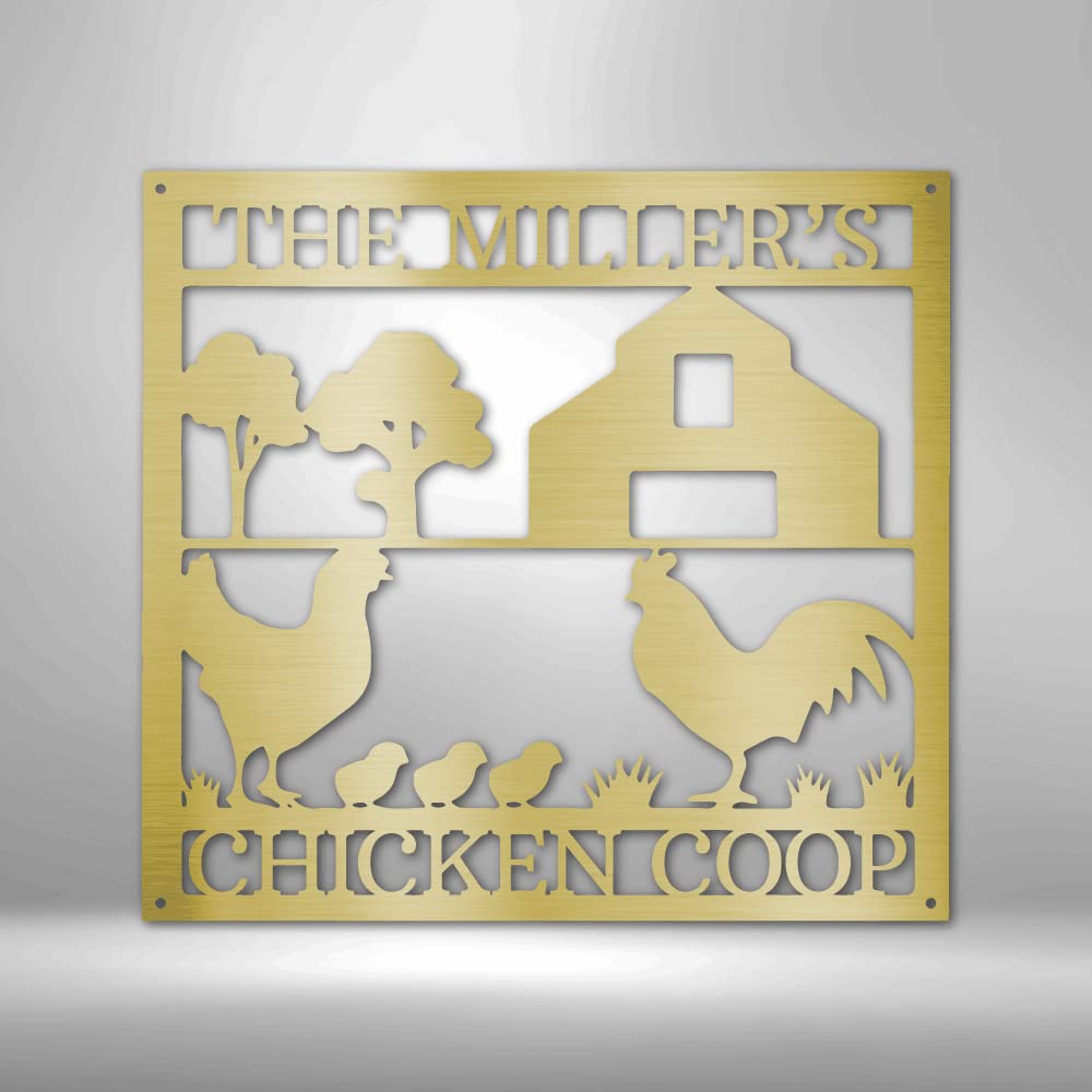 Custom Metal Name Sign - Personalized Split Letter Outdoor Wall Decor - Unique Housewarming Gift for New Home - Wedding, Birthday & Anniversary Present - Chicken Monogram Metal Art