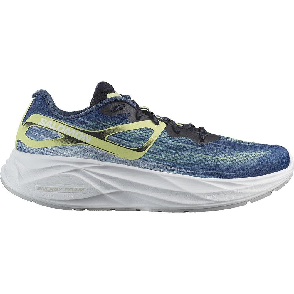Salomon Aero Glide Men's Running Shoes - Blue Ashes/Dark Sapphire/Sunny Lime - Size 7 D Medium - Lightweight Trail & Road Running Sneakers for Jogging, Hiking & Outdoor Activities