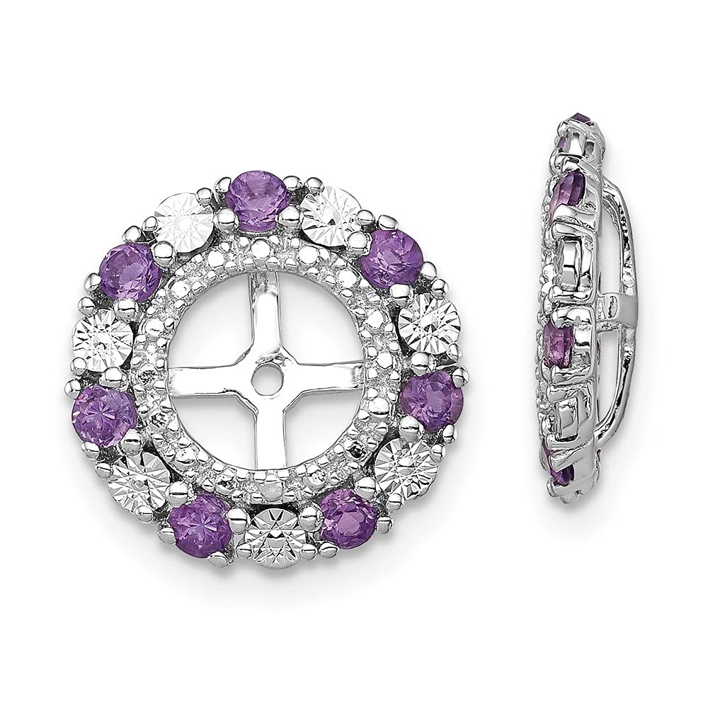 Diamond2Deal Sterling Silver Rhodium Gemstone Earring Jackets for Women - Elegant Fine Jewelry for Parties, Weddings & Everyday Wear