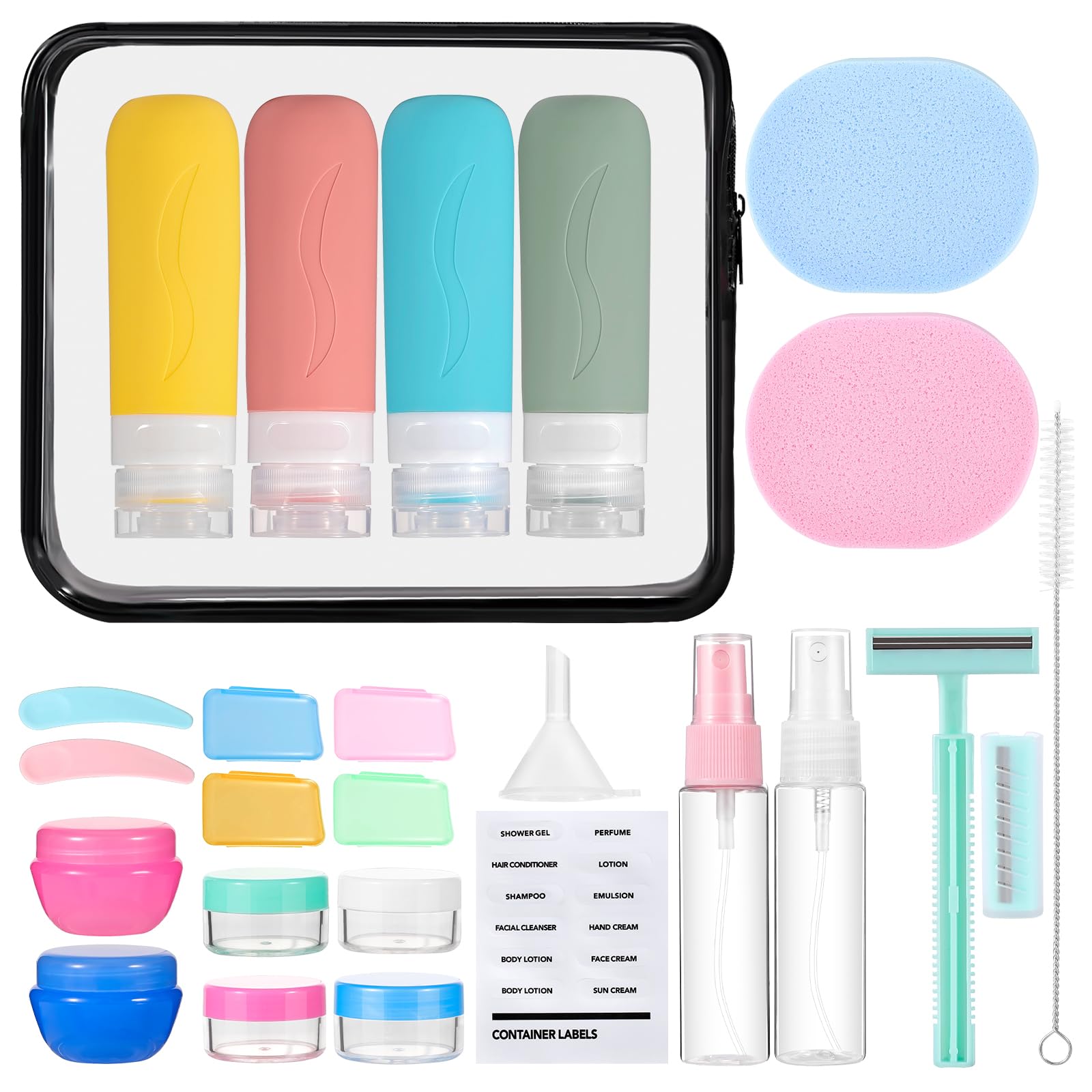 26 Pack TSA Approved Travel Size Toiletries Bottles - Leak Proof Silicone Containers for Shampoo, Lotion & Cosmetics | Perfect Travel Essentials for Women, Men & Carry-On Luggage | Ideal for Airplane, Vacation & Business Trips