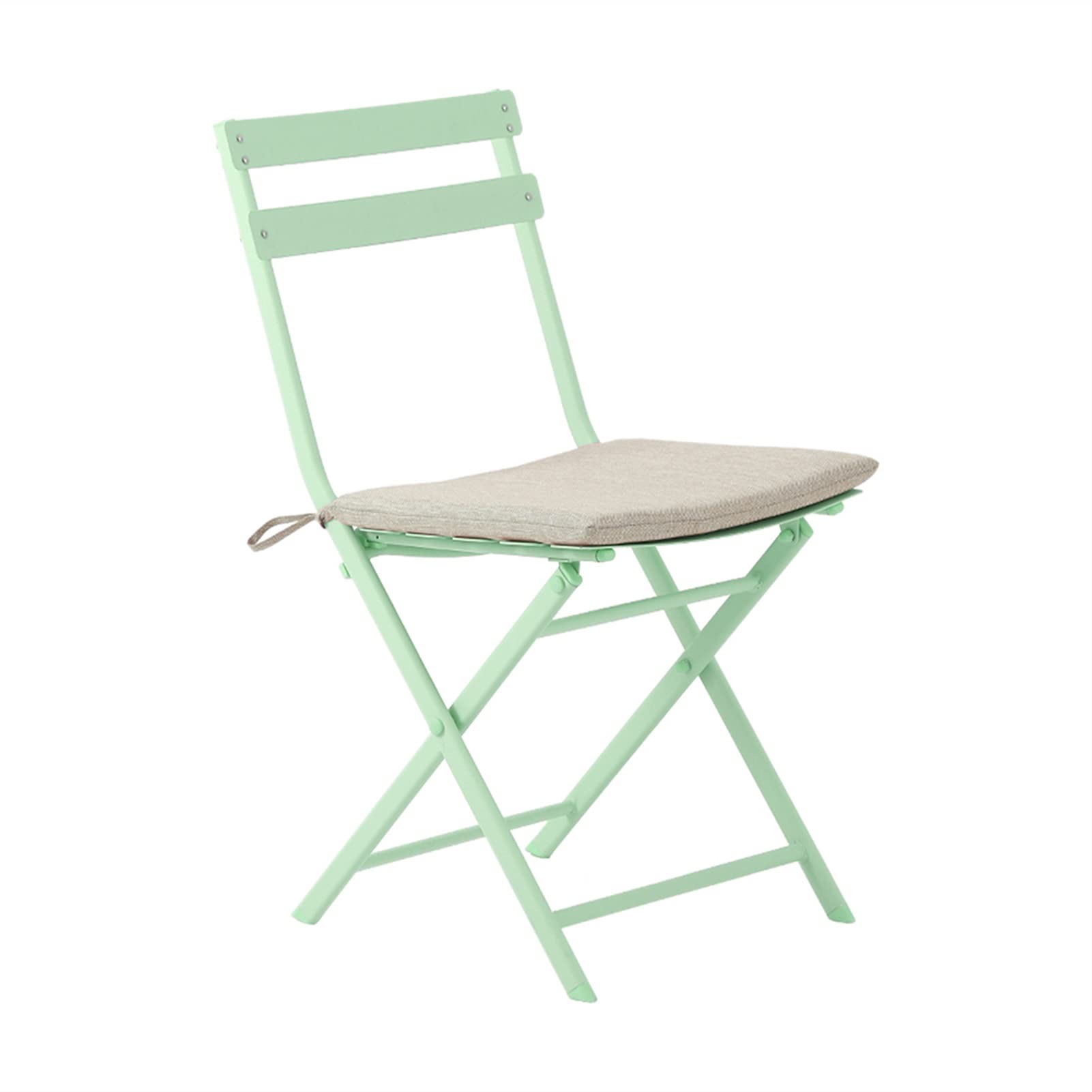 European-Style Wrought Iron Folding Dining Chair with Cushion - Foldable, Portable Balcony & Courtyard Seating Solution - Perfect for Outdoor Relaxation, Garden Parties & Small Space Living (Green)