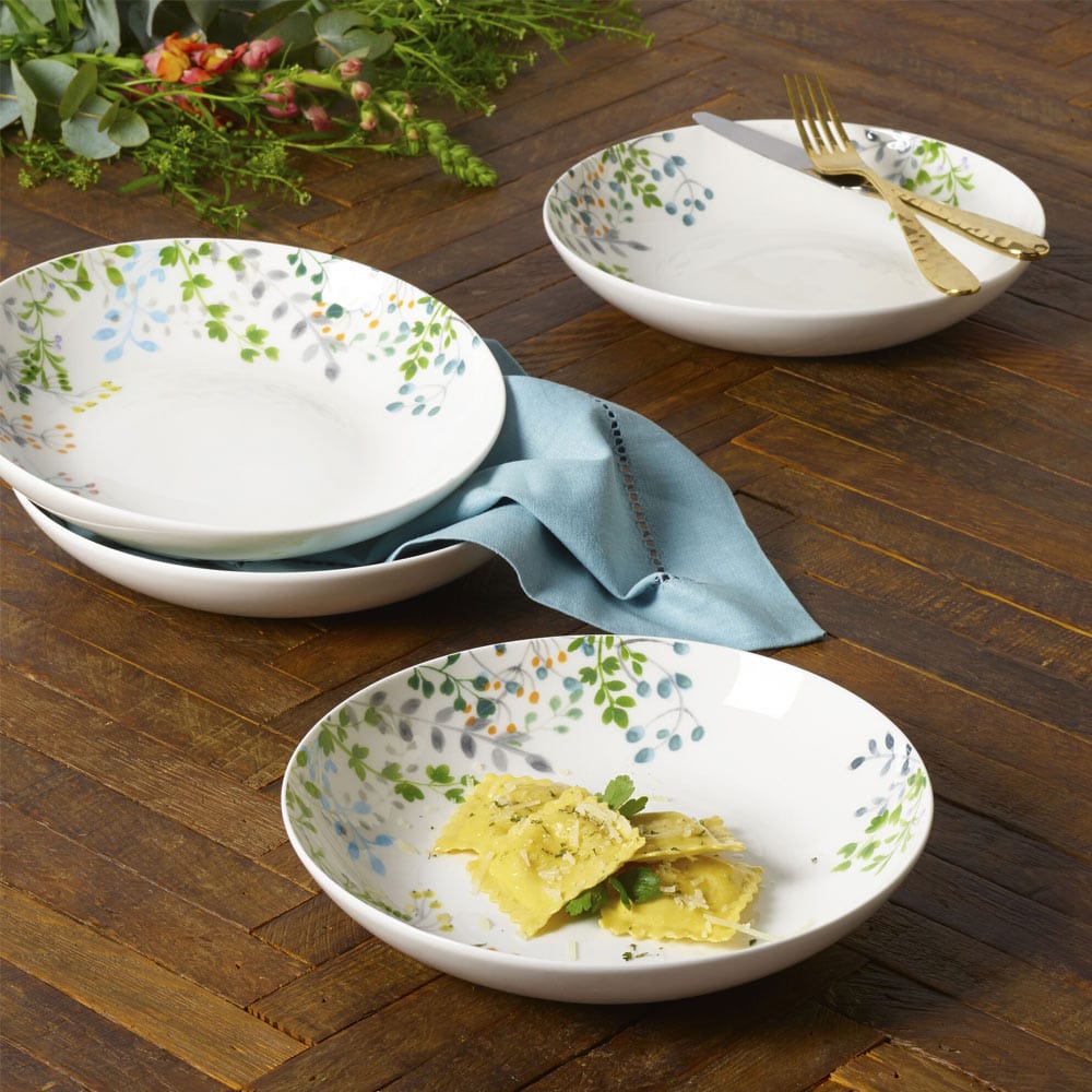 Tivoli Garden Pasta Bowls Set of 4 - Premium Ceramic Dinnerware for Italian Cuisine, Perfect for Pasta, Salad, Soup & Dessert Serving - Ideal for Home Dining, Restaurants & Gifts