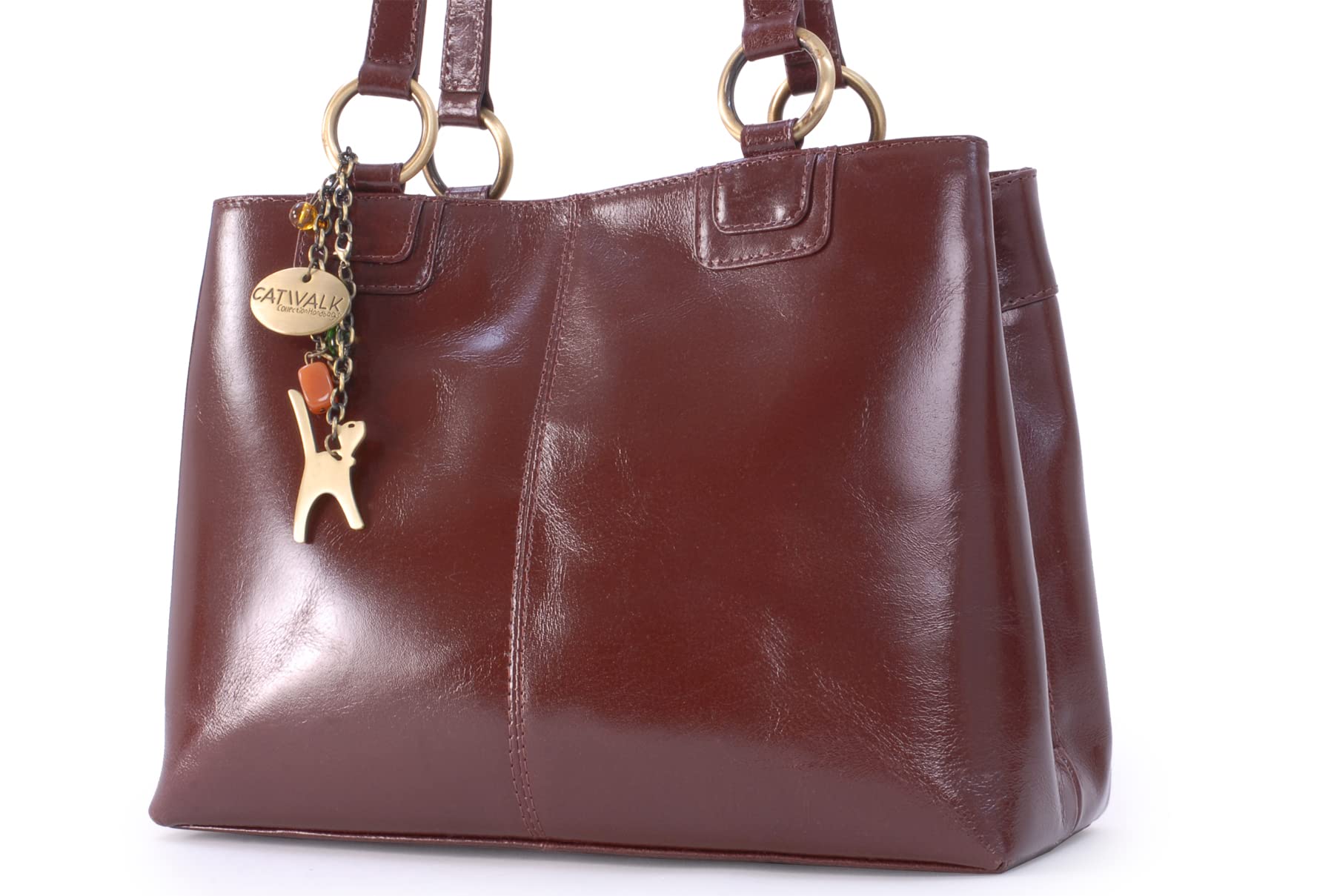 Vera Pelle Catwalk Collection Handbags - Shoulder Bags/Handbags/Totes with Cat Charm - Bellstone - Perfect for Work, Travel & Everyday Fashion