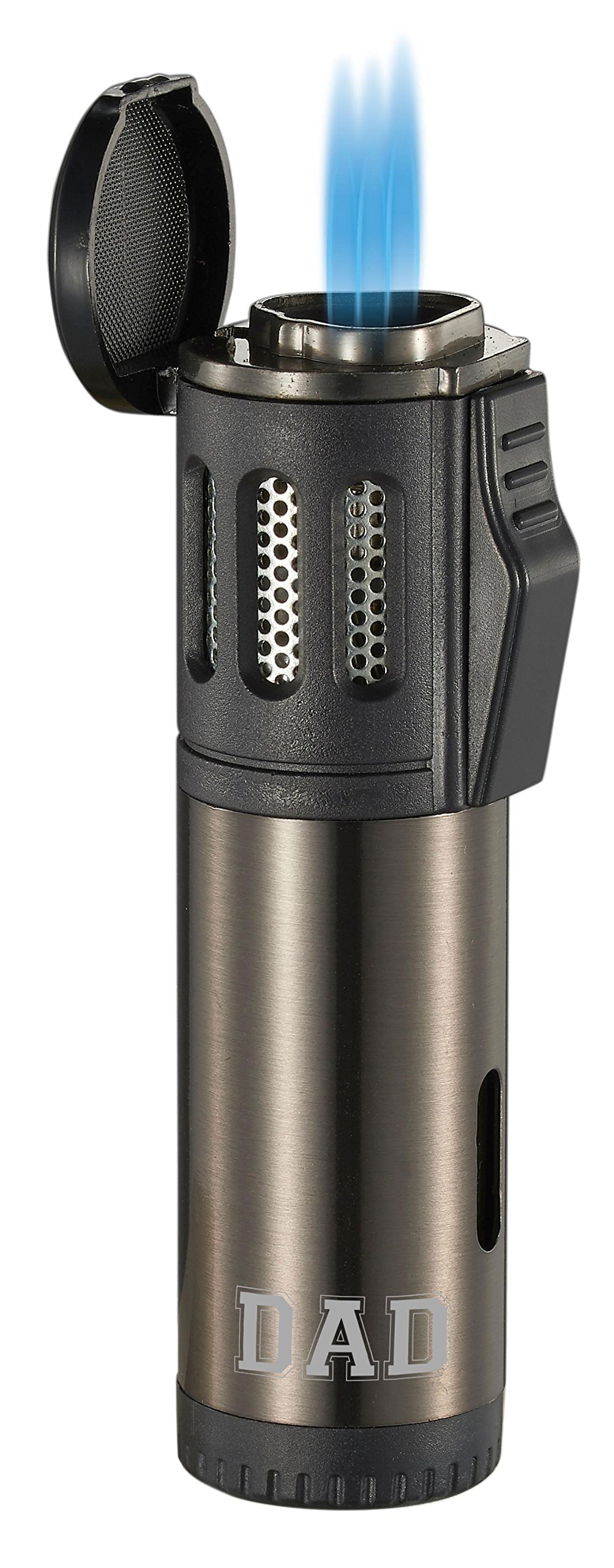 Visol Artemis Triple Flame Torch Lighter - Black Windproof Butane Lighter for Cigars, Candles & Outdoor Use - Perfect Fathers Day Gift for BBQ, Camping & Home Use
