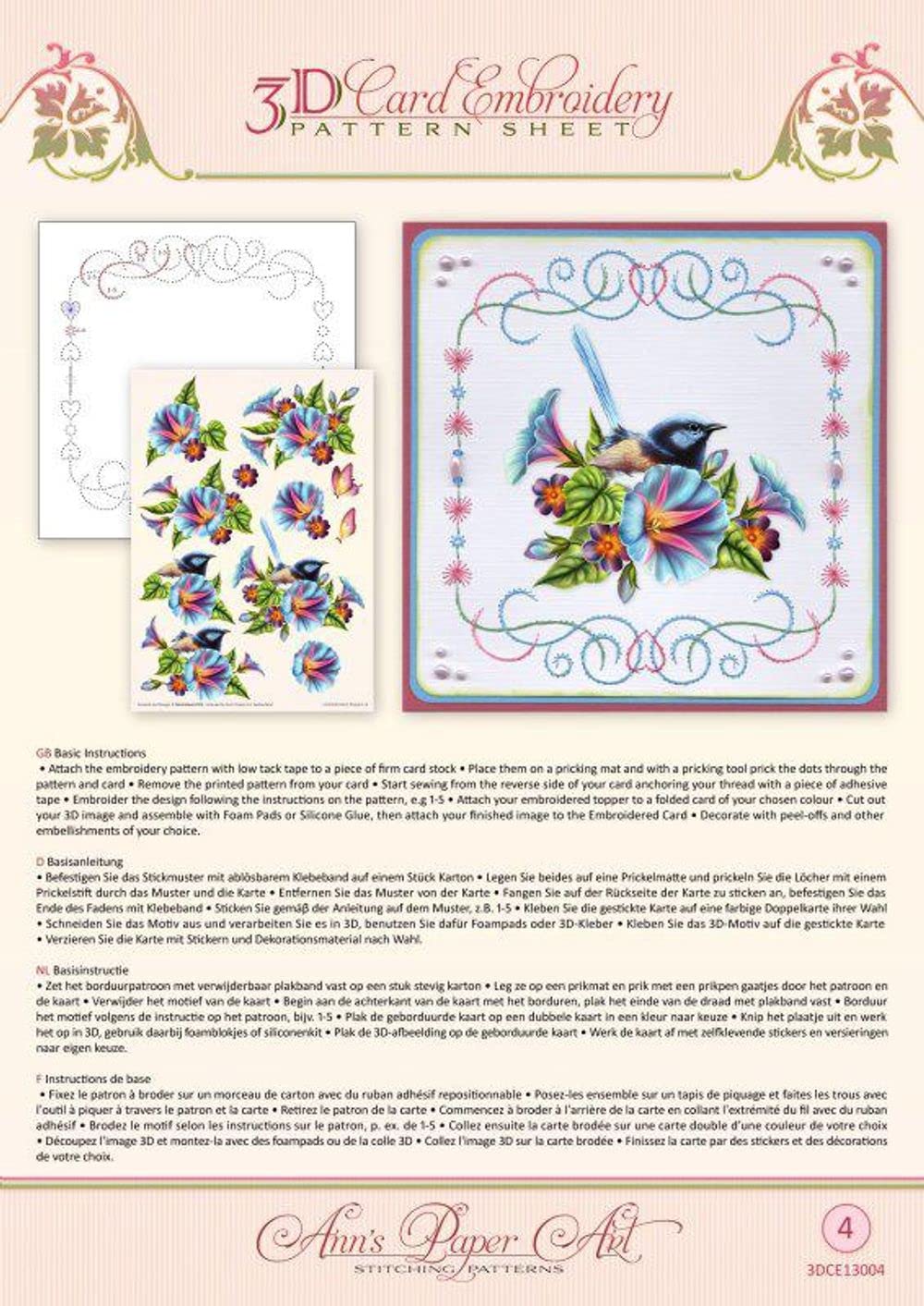 Morning Glory Embroidery Pattern for DIY & Home Decor
