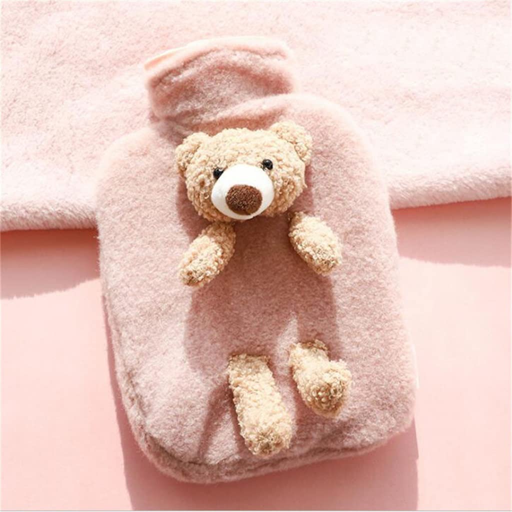 1000ml Classic Rubber Hot Water Bottle with Soft Bear Fleece Cover - Reusable Hand Warmer for Camping, Hiking & Outdoor Activities - Perfect for Cold Weather, Pain Relief & Warmth (One Size, Color A)