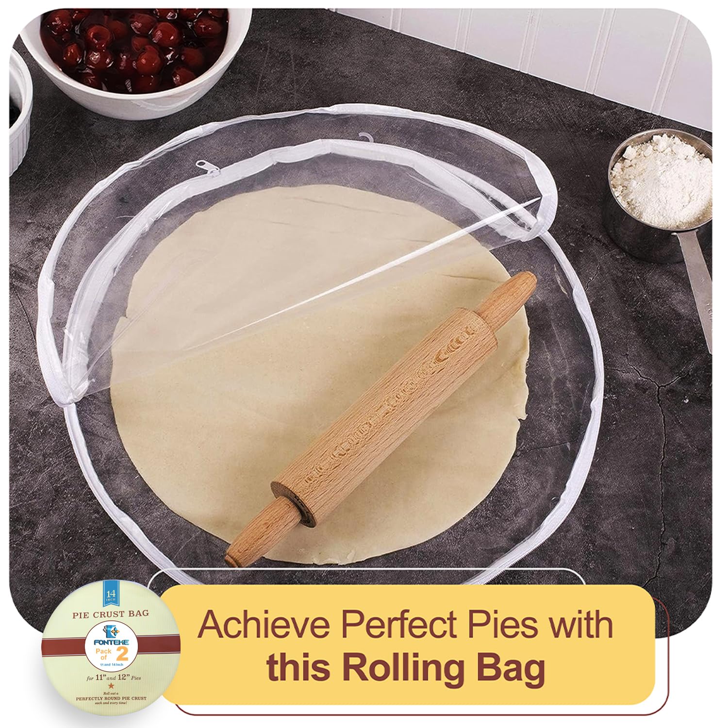 Non-Stick Plastic Pie Crust Dough Rolling Bag Set - 11