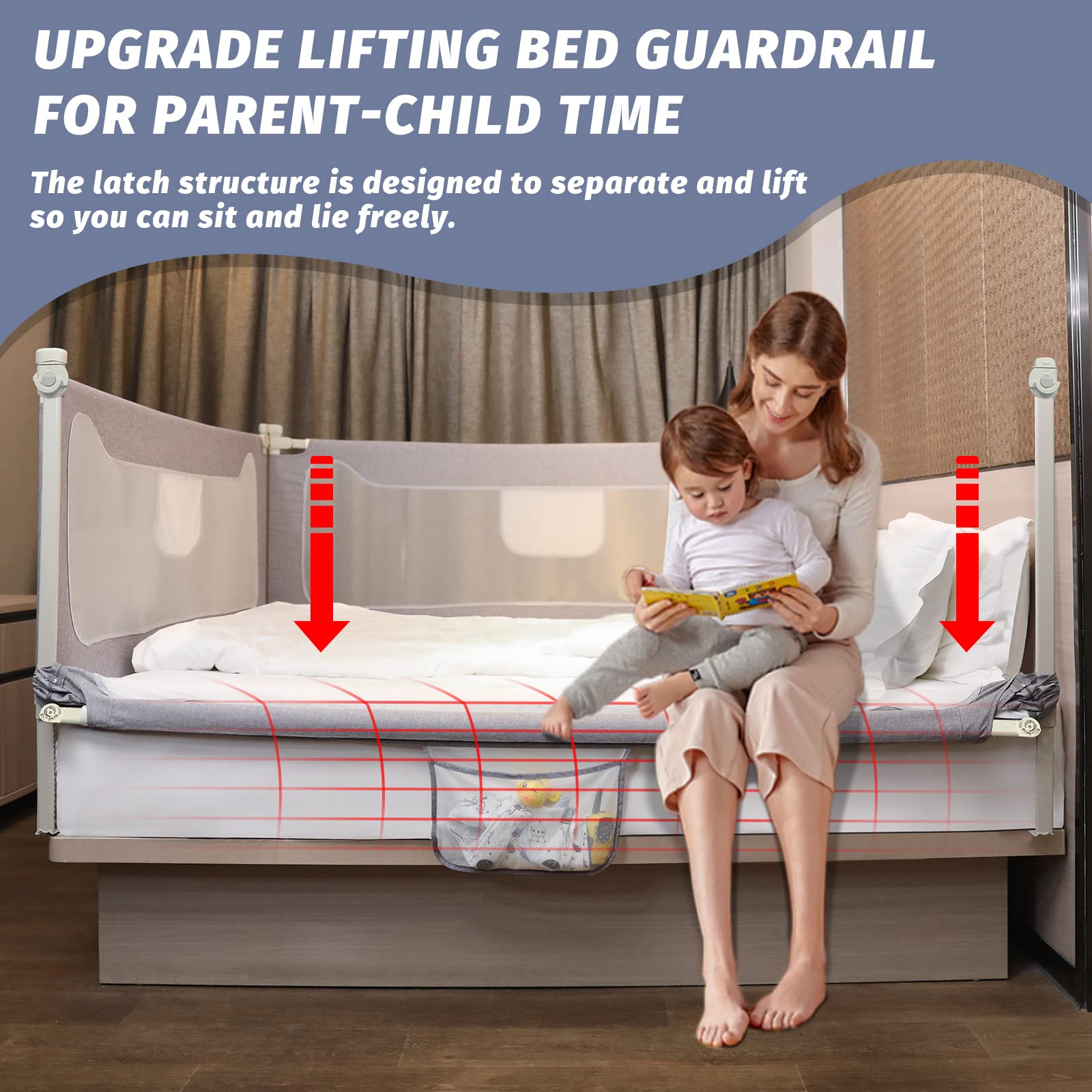 Upgraded FAMILL Twin Bed Rails for Toddlers - Baby Bed Safety Guard Rail for Children, 54