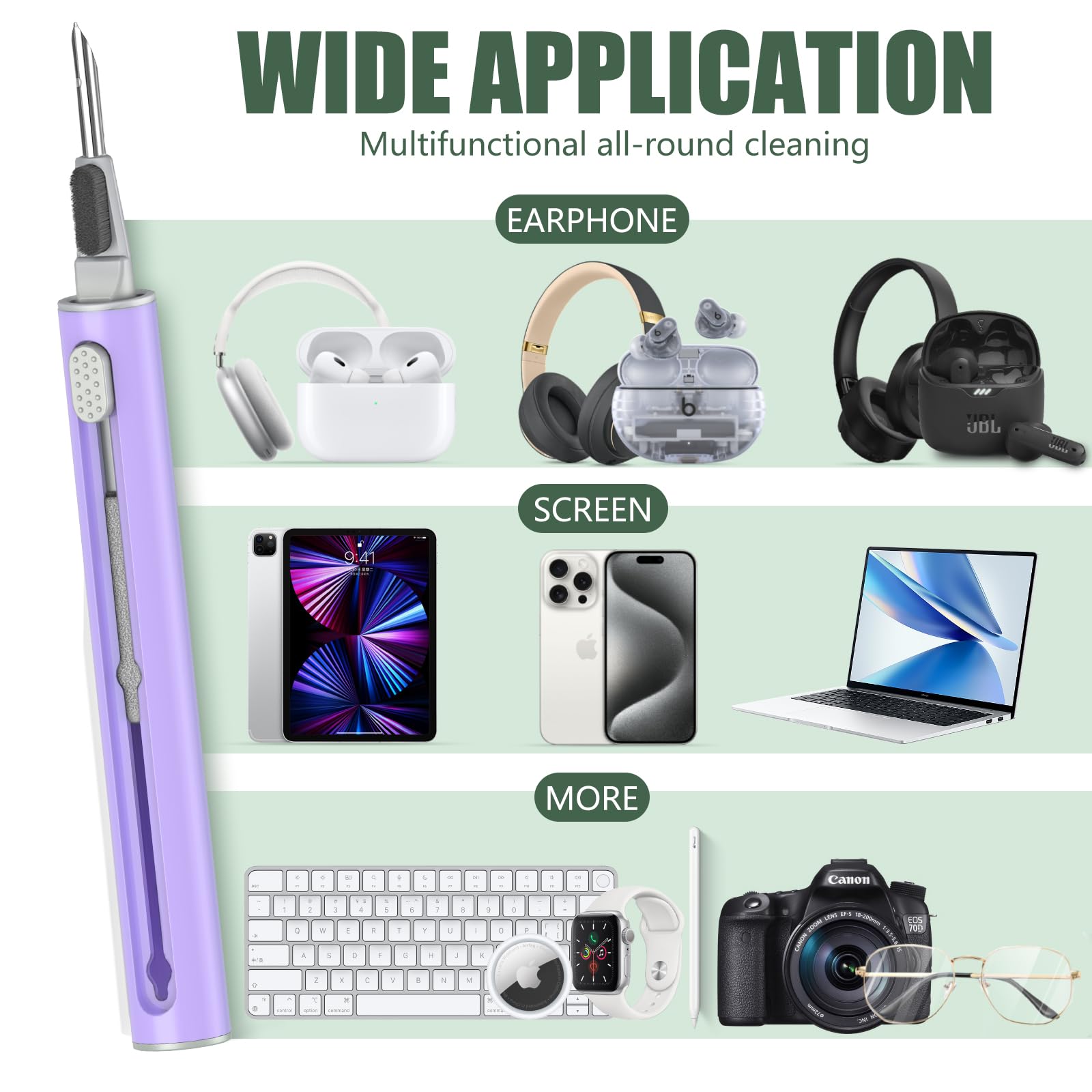 Airpods 4 Case Cleaner Kit with Soft Brush - for Earphones & Electronics Cleaning (Purple)