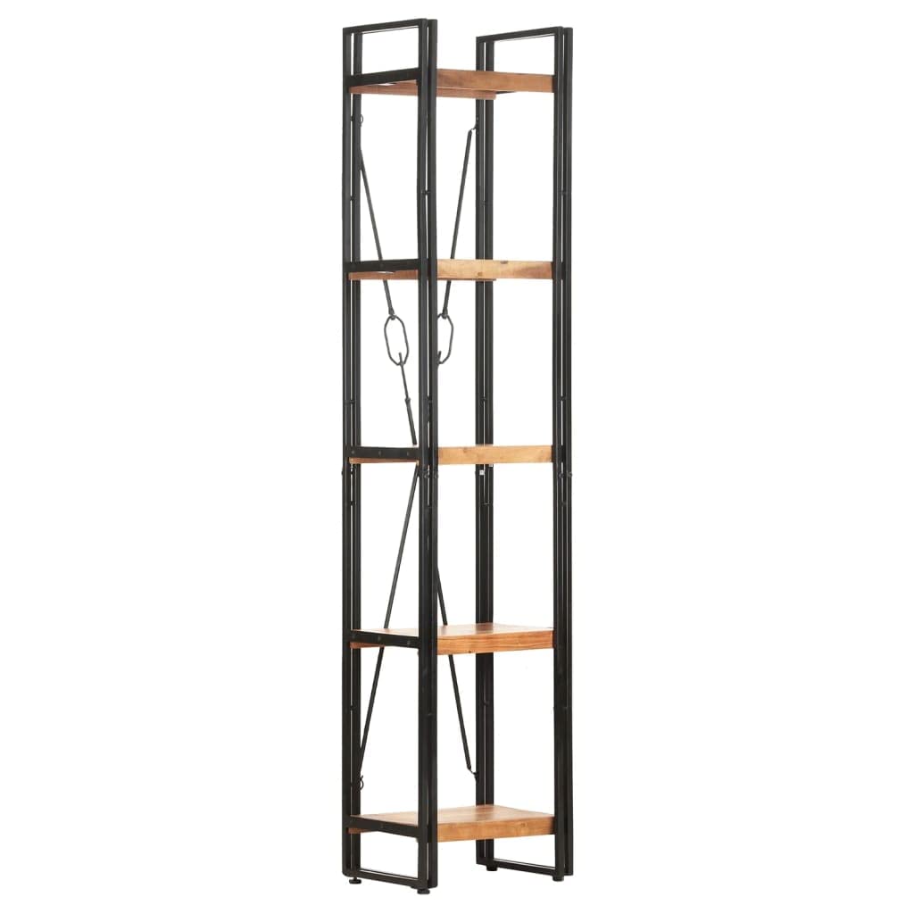 5-Tier Bookcase, Solid Acacia Wood Bookshelf - 15.7