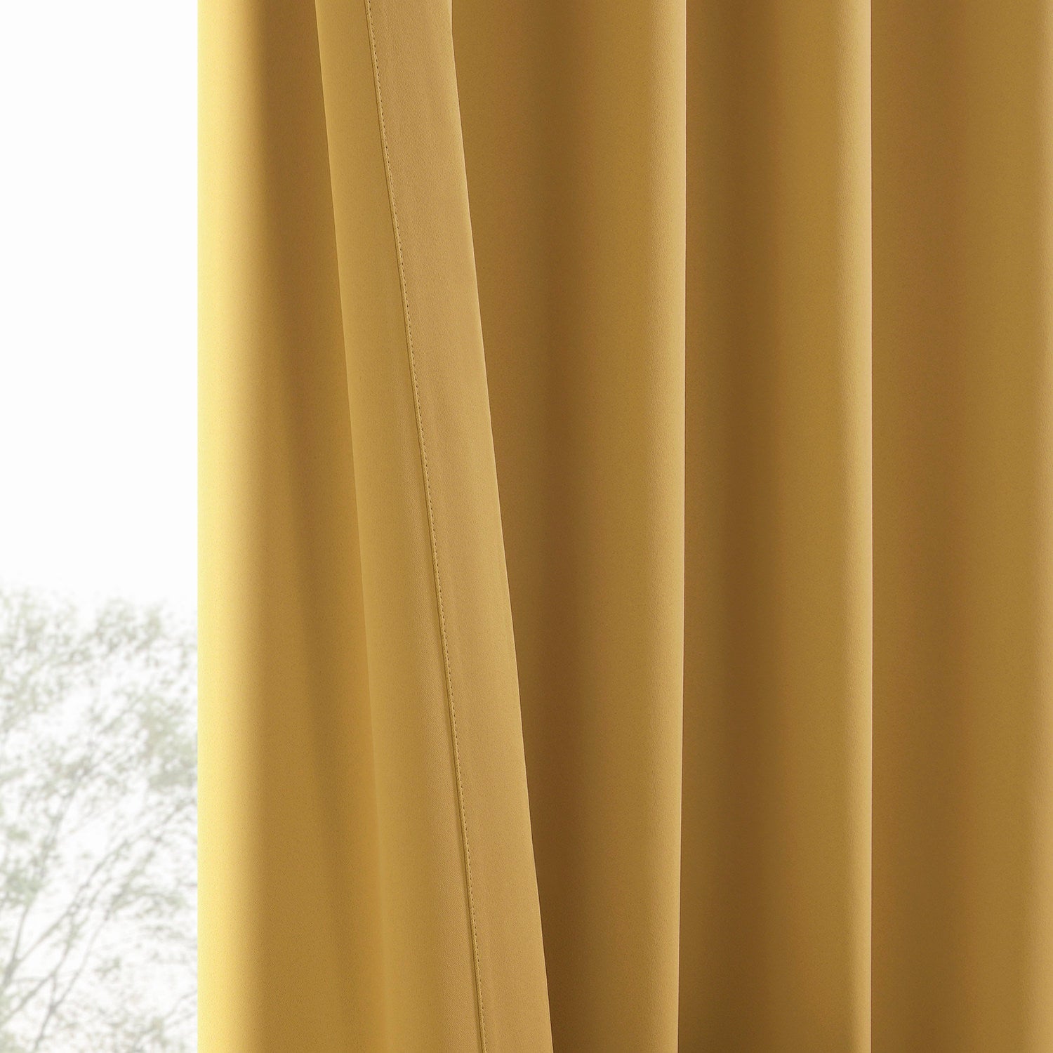 Ochre Blackout Curtains Pair (2 Panels) - Thermal Insulated & Noise Reducing Window Drapes for Bedroom, Living Room & Home Theater