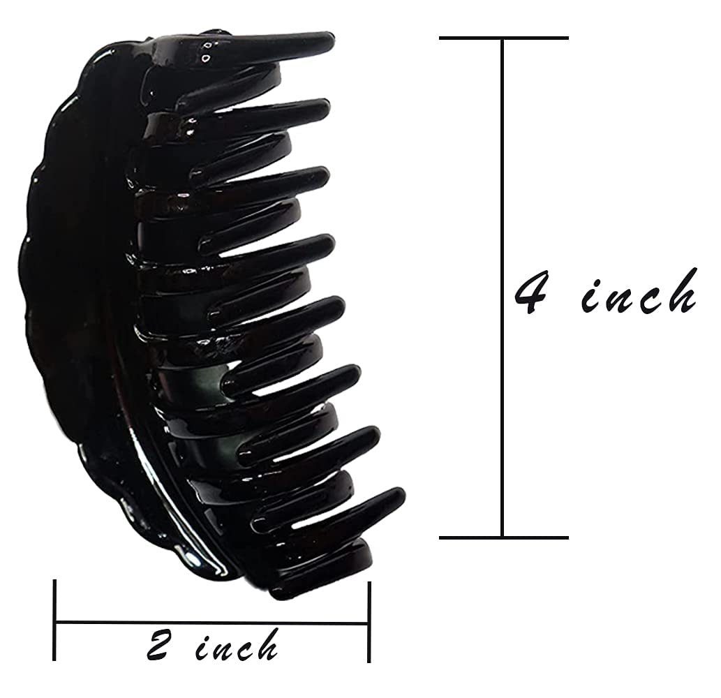 Strong Hold Jumbo Hair Clips for Women with Thick Hair - 4.25 Inch Large Banana Clips, Hair Styling Accessories (Pack of 2, Black) - Perfect for Updos, Ponytails & Everyday Hairstyles