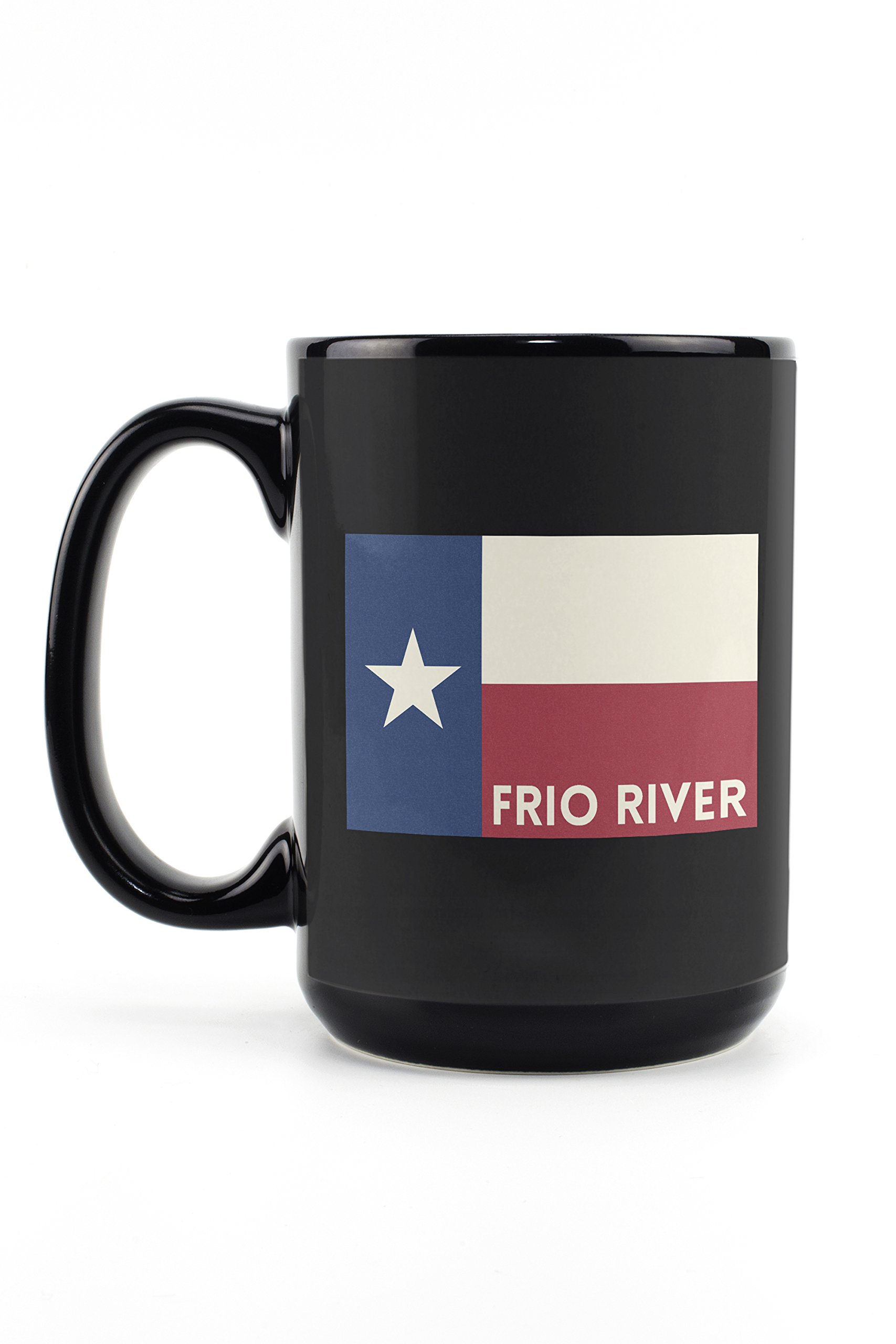 Texas State Flag Letterpress Mug - 15oz Black Ceramic Coffee & Tea Cup | Frio River Design | Dishwasher & Microwave Safe | Perfect for Home, Office & Gifts