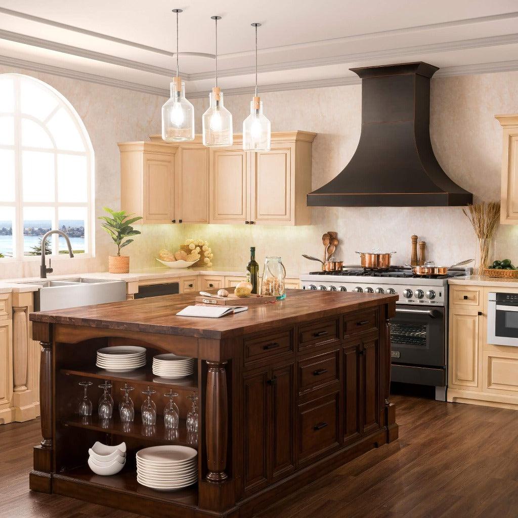 ZLINE 8632B Designer Series Oil Rubbed Bronze Wall Mount Range Hood - 36 Inch Kitchen Vent Hood with Powerful CFM for Modern Home Cooking