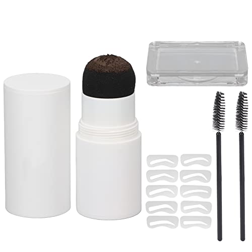 Eyebrow Stamp Stencil Kit - One Step Eyebrow Stamp Shaping Kit with Powder Stick & Definer Stencils Brush for Perfect Brows (Gray-Brown) | DIY Eyebrow Makeup Tool for Beginners, Quick & Easy Eyebrow Shaping at Home or Travel