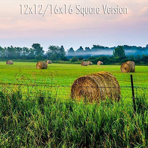Farmland Rural Photography Print - Original Hay Bale Framed Wall Art Decor for Country Home, Farmhouse & Rustic Living Room