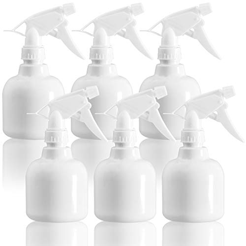 Youngever 6 Pack Empty 12oz Plastic Spray Bottles - White Refillable Bottles for Hair Care, Cleaning Solutions & DIY Projects | Perfect for Salons, Home Cleaning & Gardening