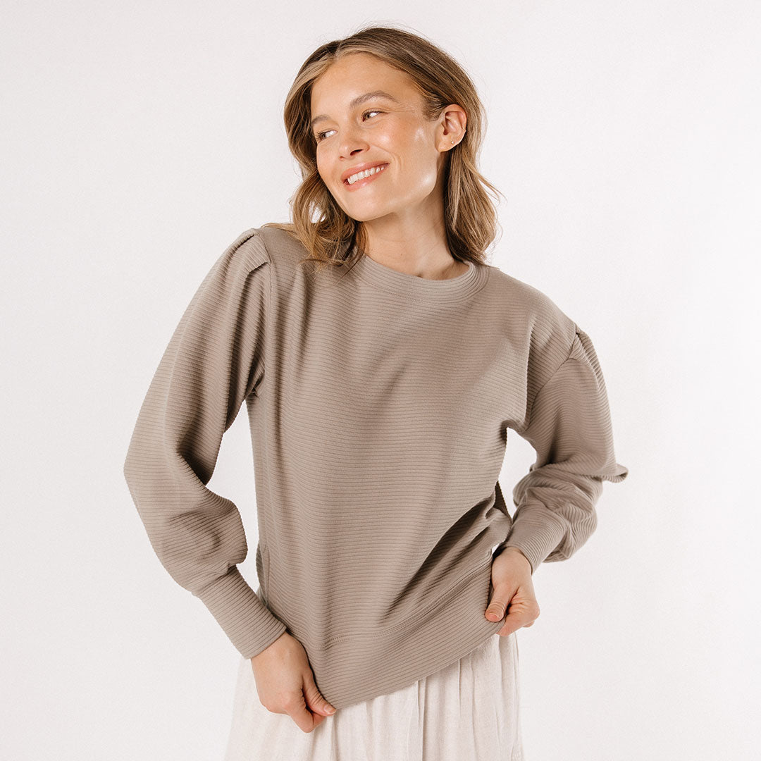 Atlas Ribbed Sweater for Women - Soft Knit Pullover, Chestnut Brown Fall Winter Tops - Cozy Casual Wear for Office, Date Night & Weekend Outfits