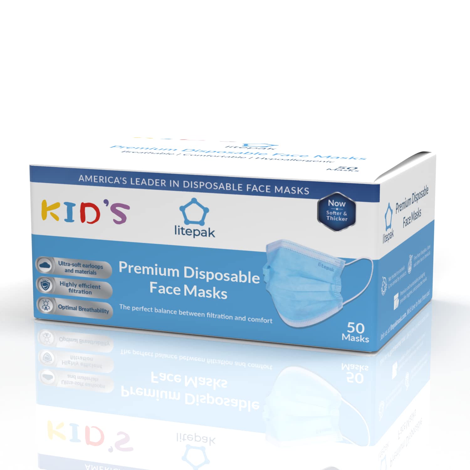 2000pcs Disposable Face Masks for Kids - 3-Ply Breathable Protective Masks for Boys & Girls (Blue) - Perfect for School, Travel, and Daily Outings