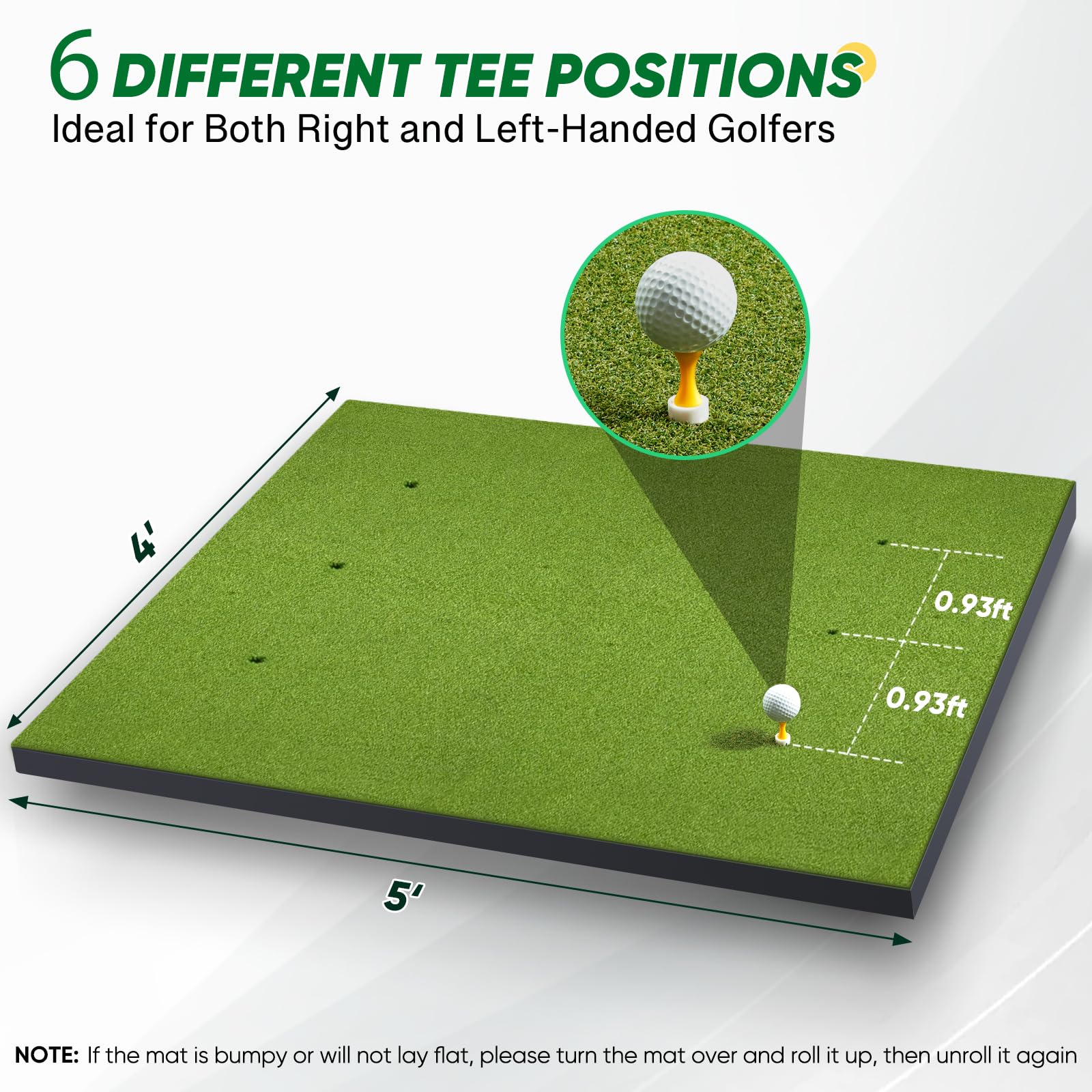 BestGolf 42MM Professional Golf Practice Mat - 5x4ft Premium PE Grass & Hot Pressed Turf for Indoor/Outdoor Use - Includes 9 Golf Balls & 9 Tees - Perfect for Backyard Training, Driving Range & Home Golf Practice