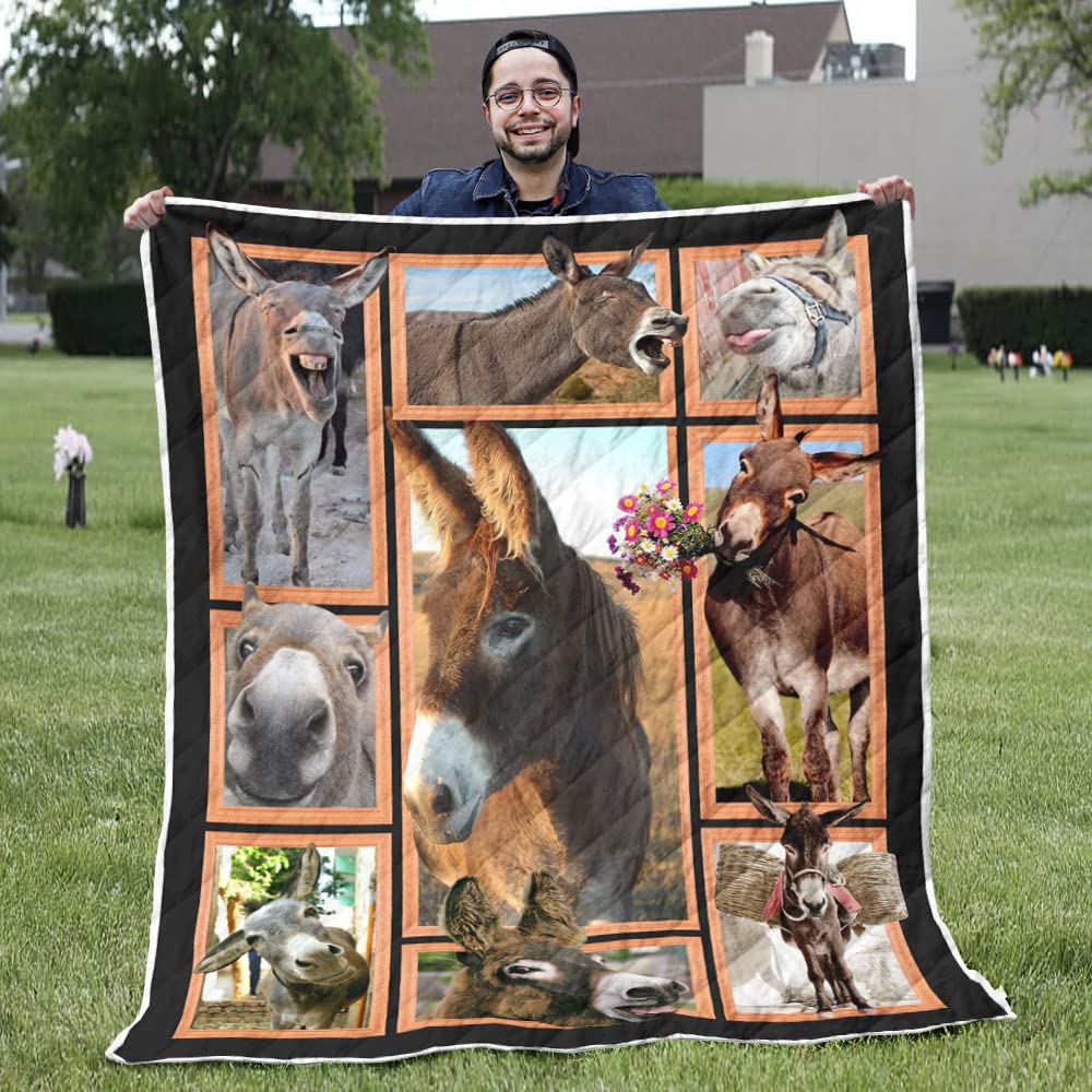 Warm Donkey Blanket for Winter - Cozy 90x110in Animal Throw for Donkey Lovers - Perfect Gift for Farmhouse Decor & Pet Snuggling