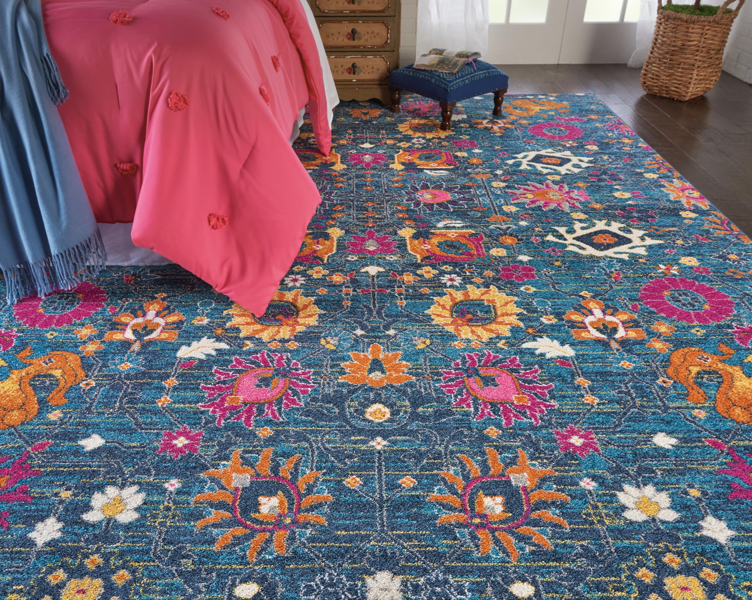 Nourison Passion Denim 9' x 12' Bohemian Moroccan Area Rug - Non-Shedding & Easy to Clean - Perfect for Living Room, Bedroom, Dining Room & Kitchen Decor