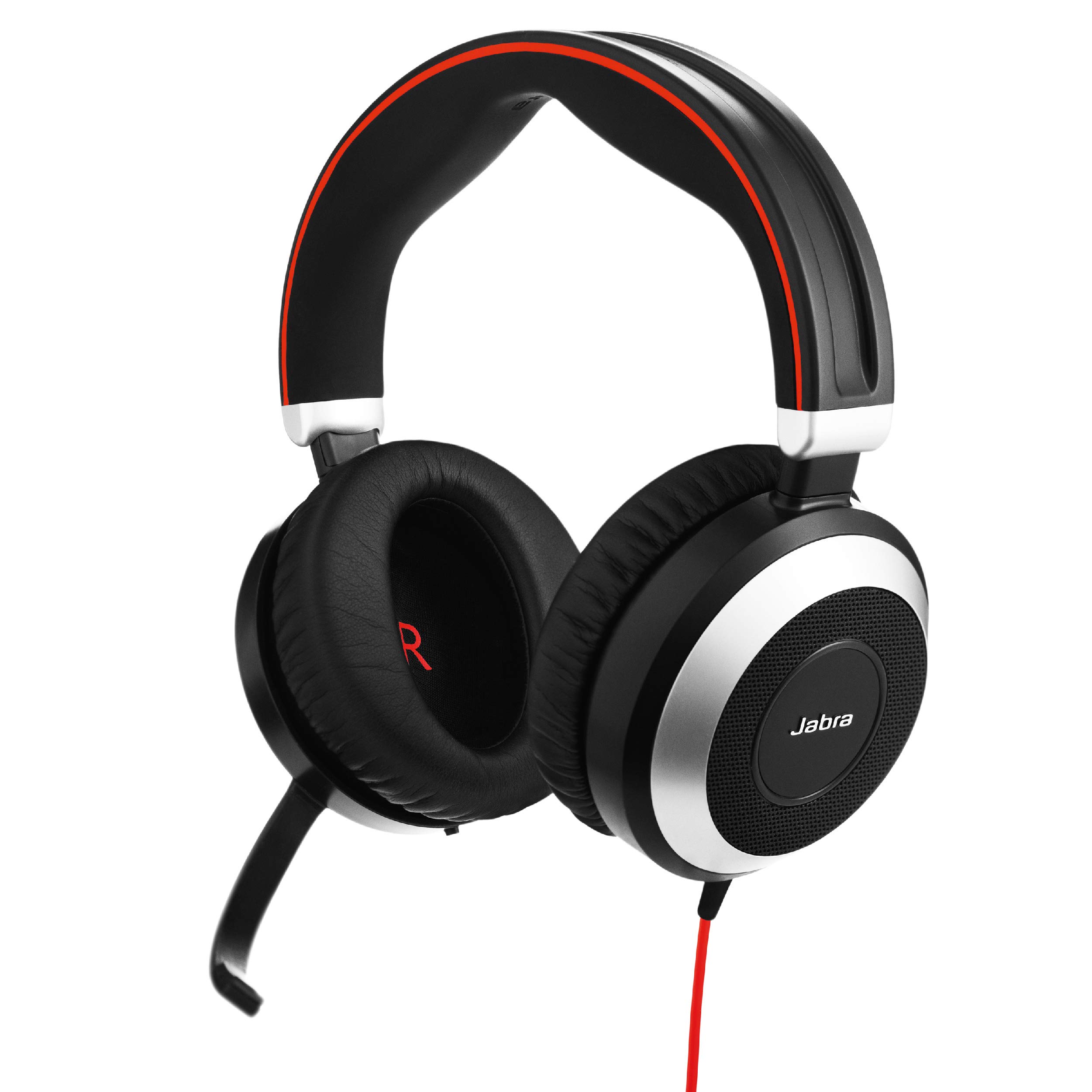 Jabra Evolve 80 MS Stereo USB-C Wired Headset with Noise Cancelling Mic - Professional Office Headphones for Conference Calls, Music & Gaming (Black)