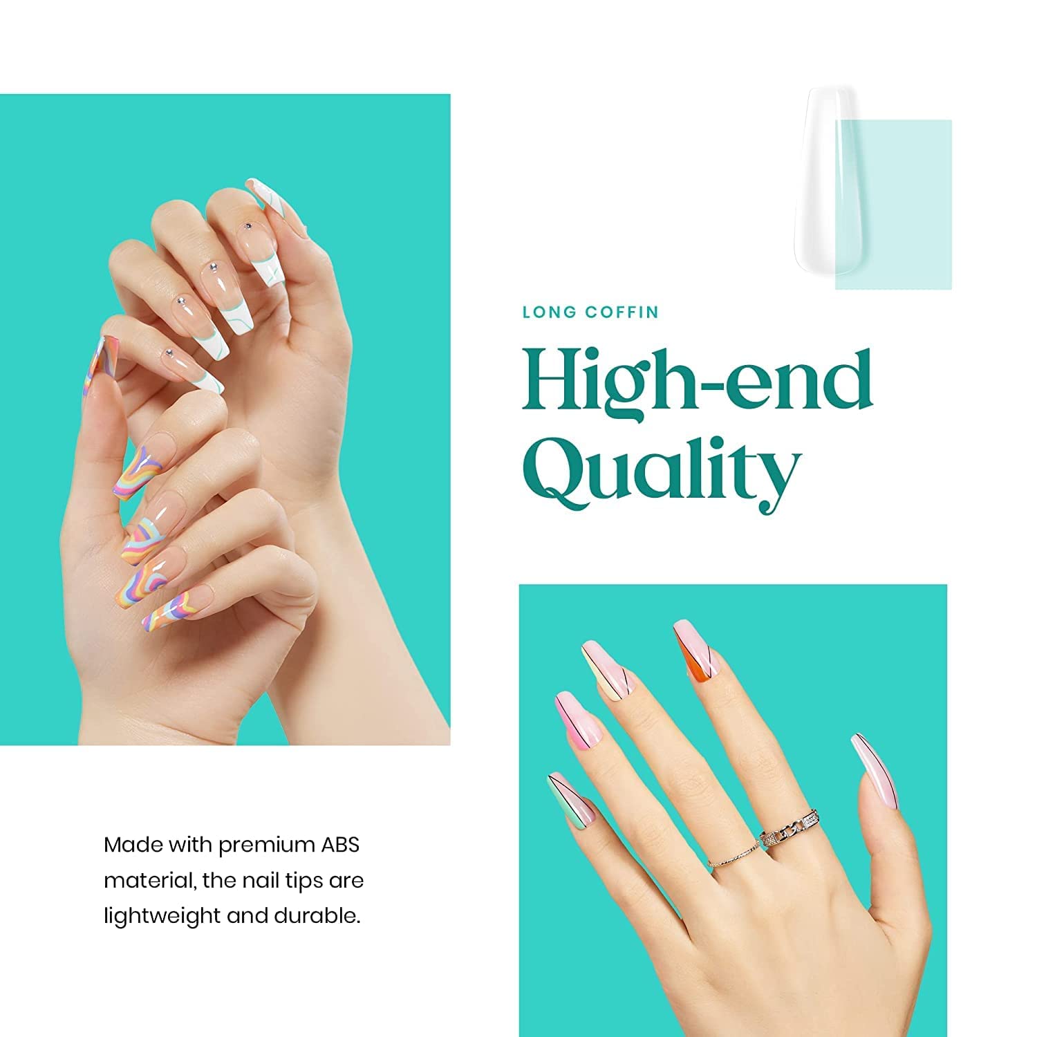 INOG 2-in-1 Nail Kit with UV Lamp - 100Pcs Acrylic Nails for DIY Christmas Art