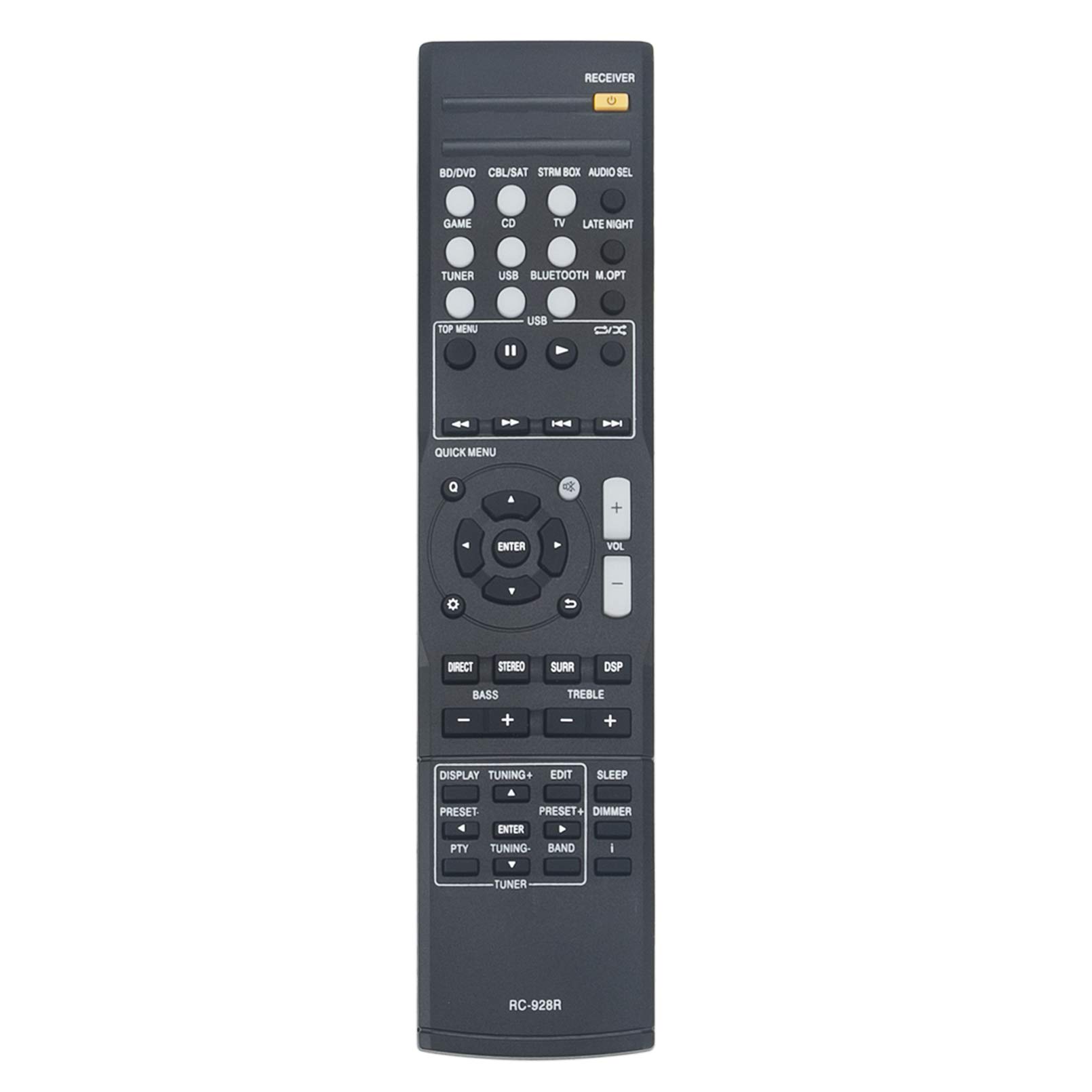 Onkyo RC-928R Replacement Remote Control Compatible with RC-909R TX-SR353 TX-SR373 HT-S3800 HT-3900 - Perfect for Home Theater & Audio System Control