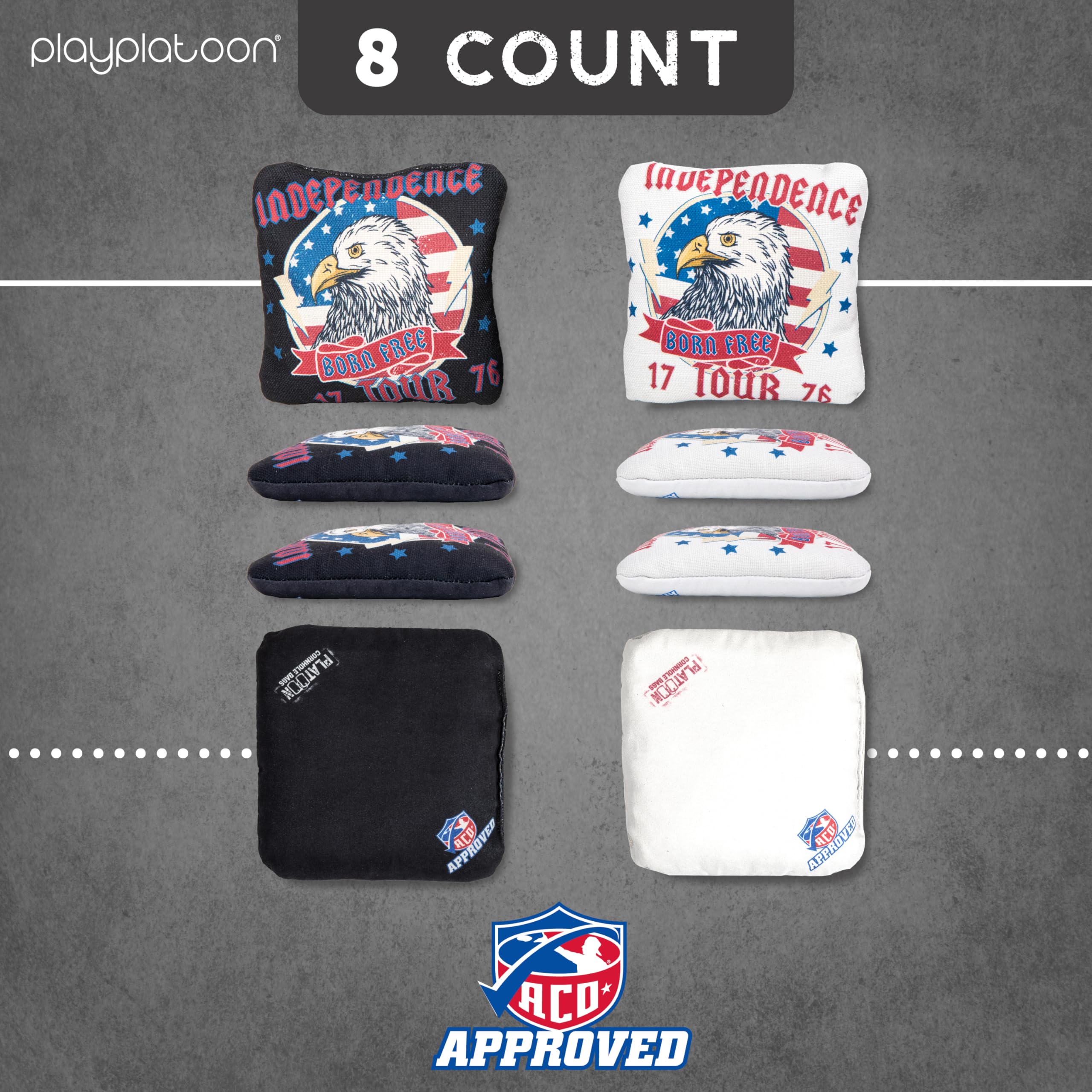 ACO Approved Professional Cornhole Bags Set of 8 - Regulation Competition Weight Bean Bags with Slick & Stick Technology for Outdoor Games, Tailgating, Backyard Parties, and Cornhole Tournaments