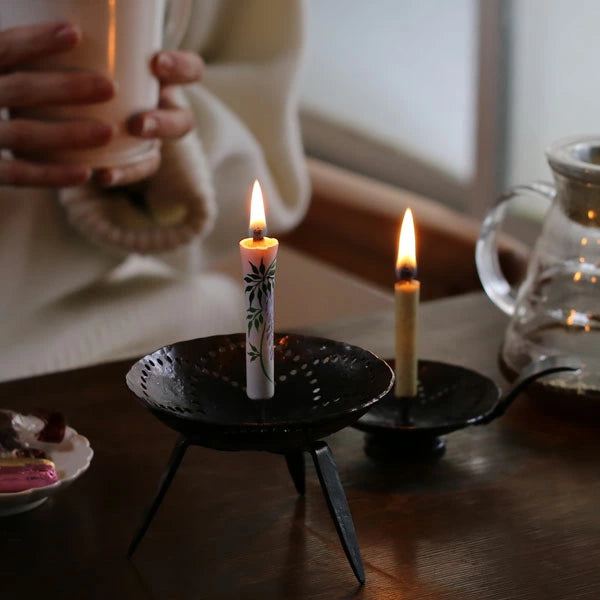 DAIYO Hand-Painted Floral Rice Wax Candles - 5-Piece Set | Japanese Wa Rousoku Traditional Candles for Home Decor, Meditation & Aromatherapy