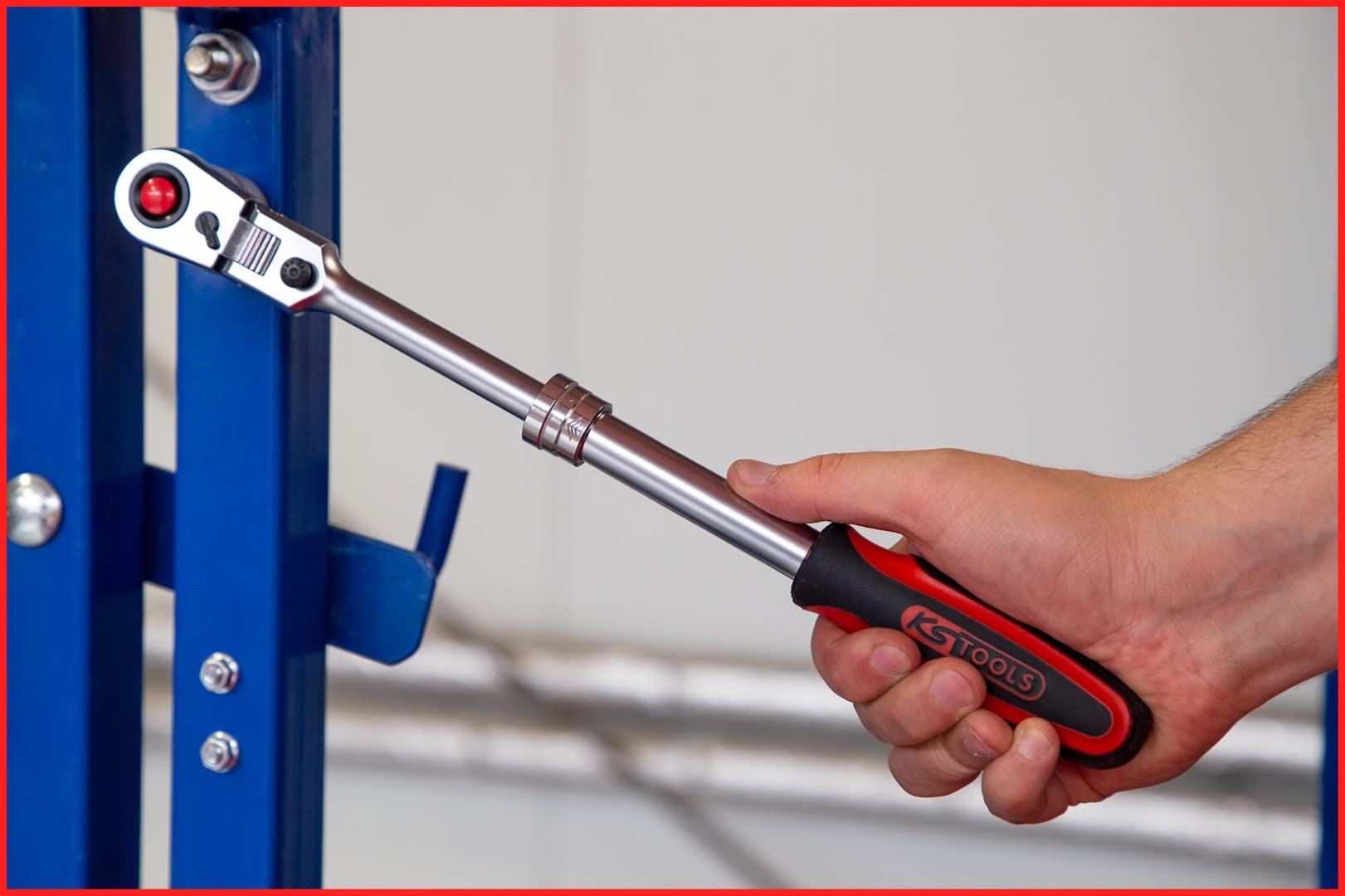 KS TOOLS SlimPower 914.1220 1/2 Inch 72-Tooth Telescopic Reversible Ratchet - Professional Automotive & DIY Tool for Tight Spaces & Hard-to-Reach Areas